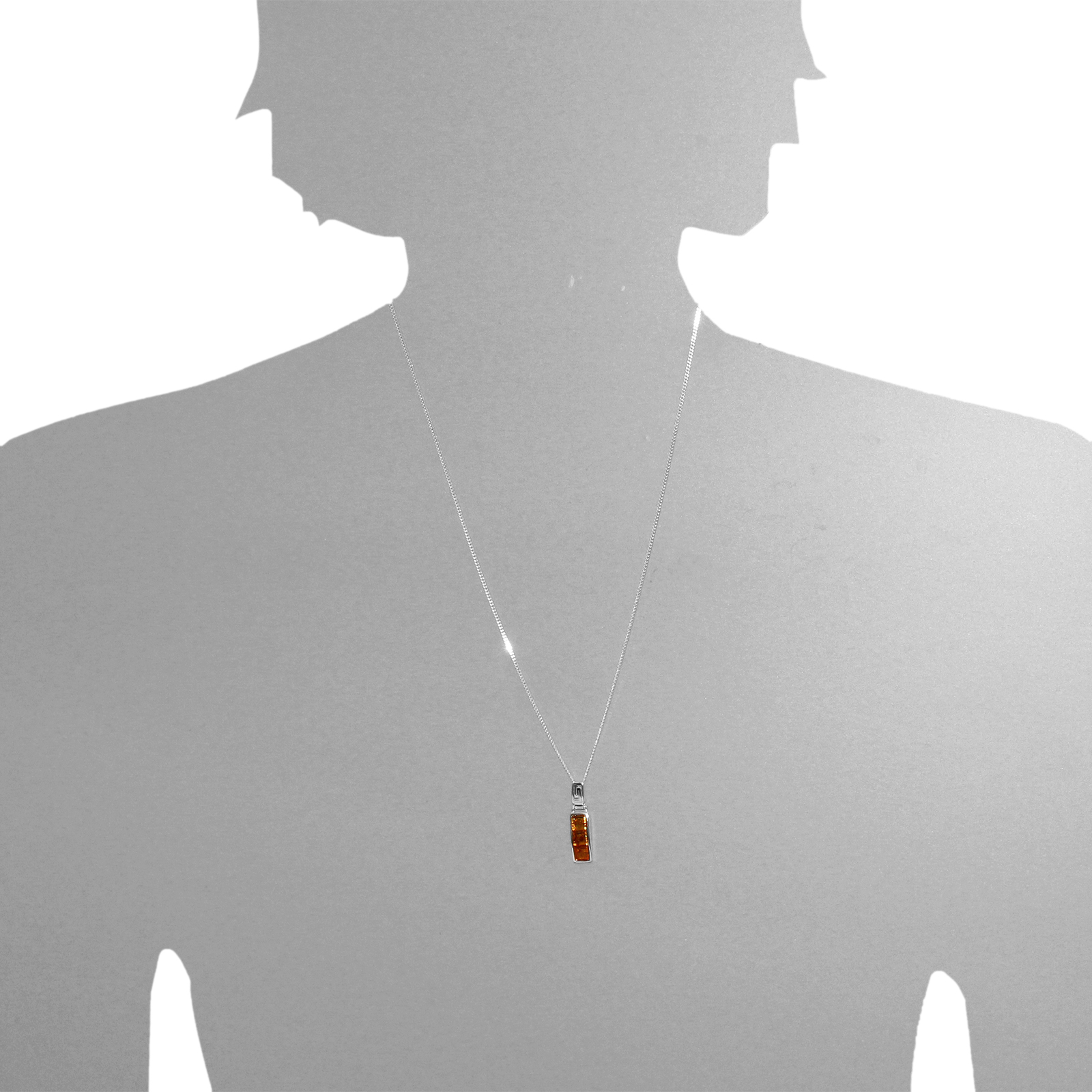 Kette mit Anhänger Silber 925/000, Bernstein -Länge wählbar- Kette mit Anhänger Silber 925/000, Bernstein -Länge wählbar-