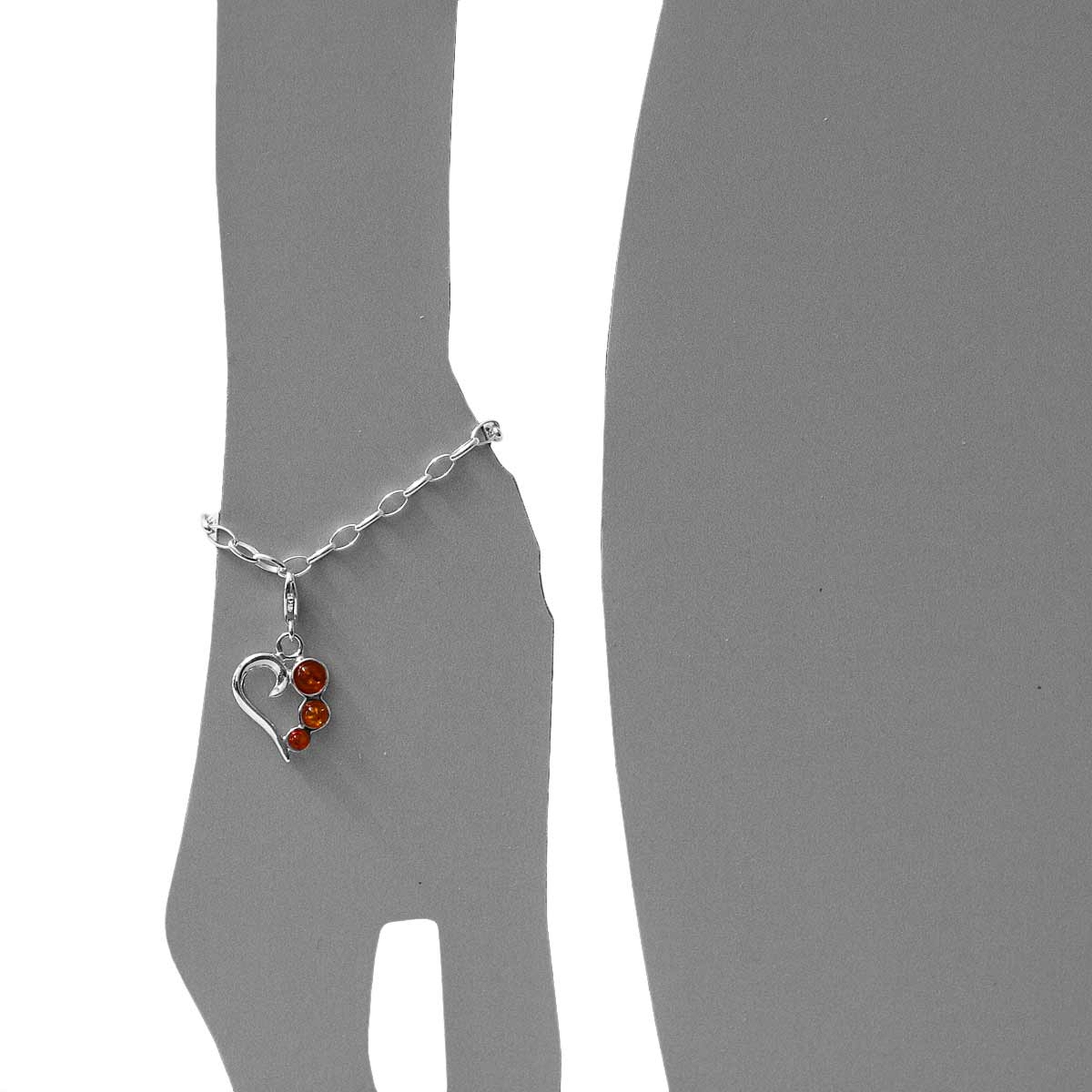 098-200290-0200s Charm Silber 925/000, Herz, Bernstein