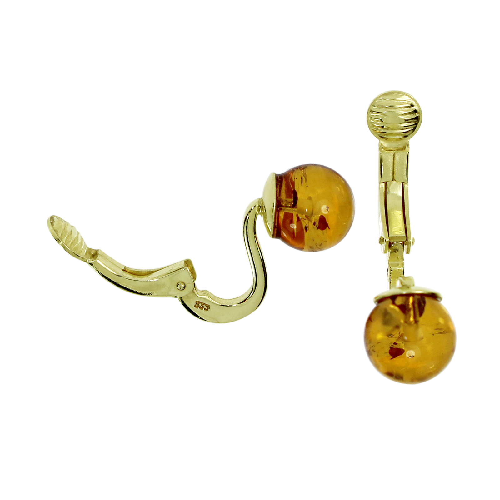 Ohrclip Kugel Gold 333/-, Bernstein  Ohrclip Kugel Gold 333/-, Bernstein