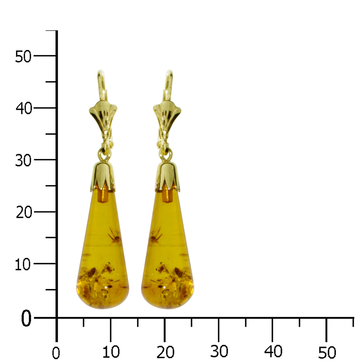 001-460267-0007k Ohrhänger Gold 585/000, Bernstein