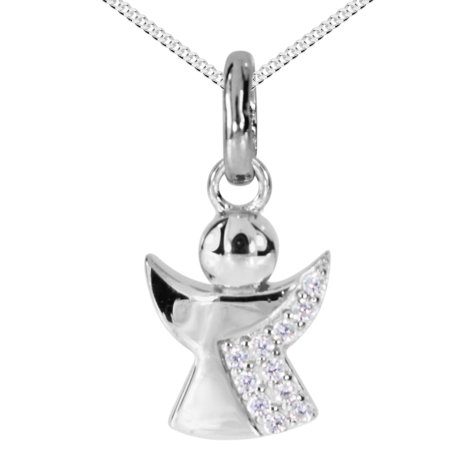 Kette mit Anhänger "Engel", Silber 925/000,  Zirkonia  -Länge wählbar-  Kette mit Anhänger "Engel", Silber 925/000,  Zirkonia  -Länge wählbar-