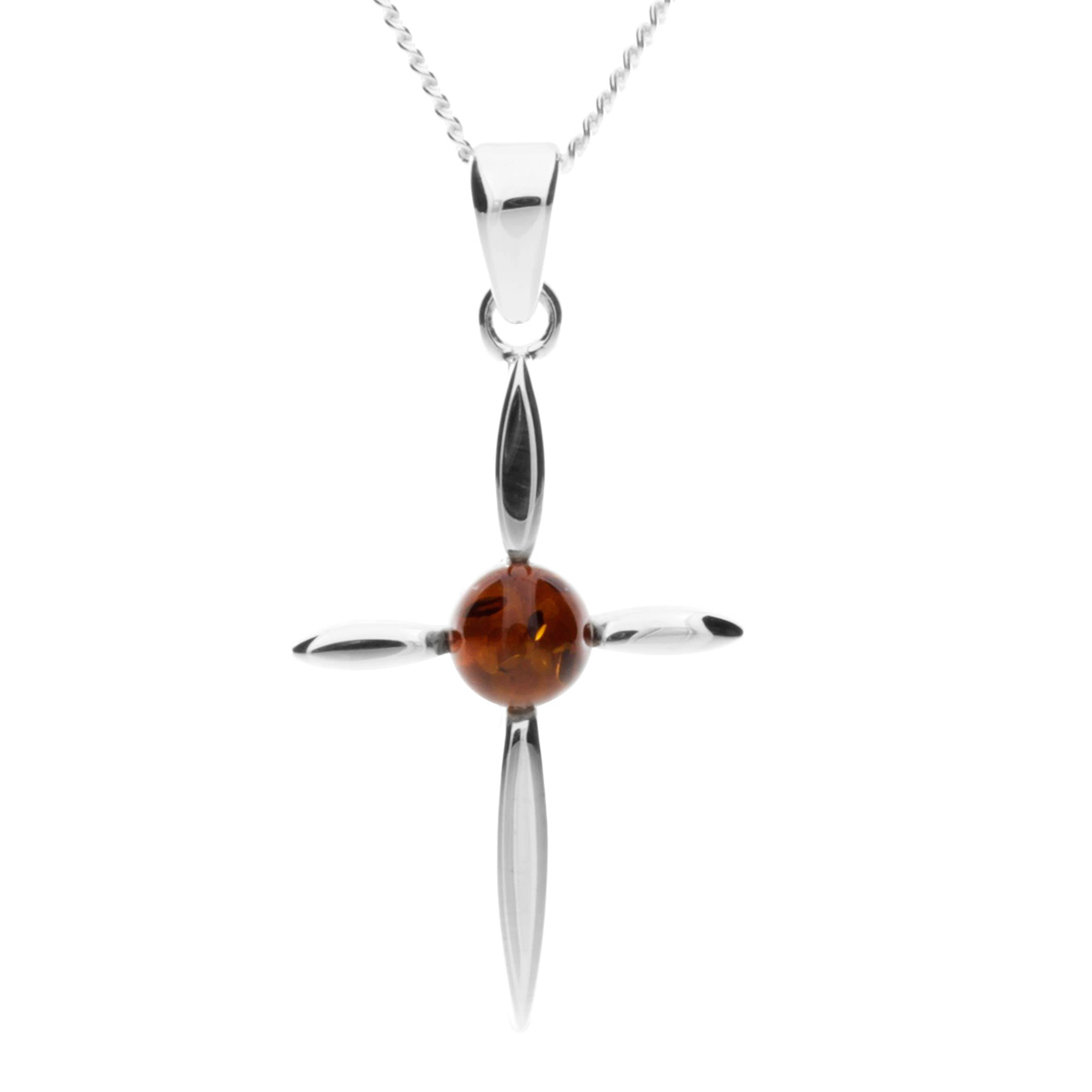 001-203364-A145 Kette mit Anhänger Silber 925/000, 45 cm, Bernstein