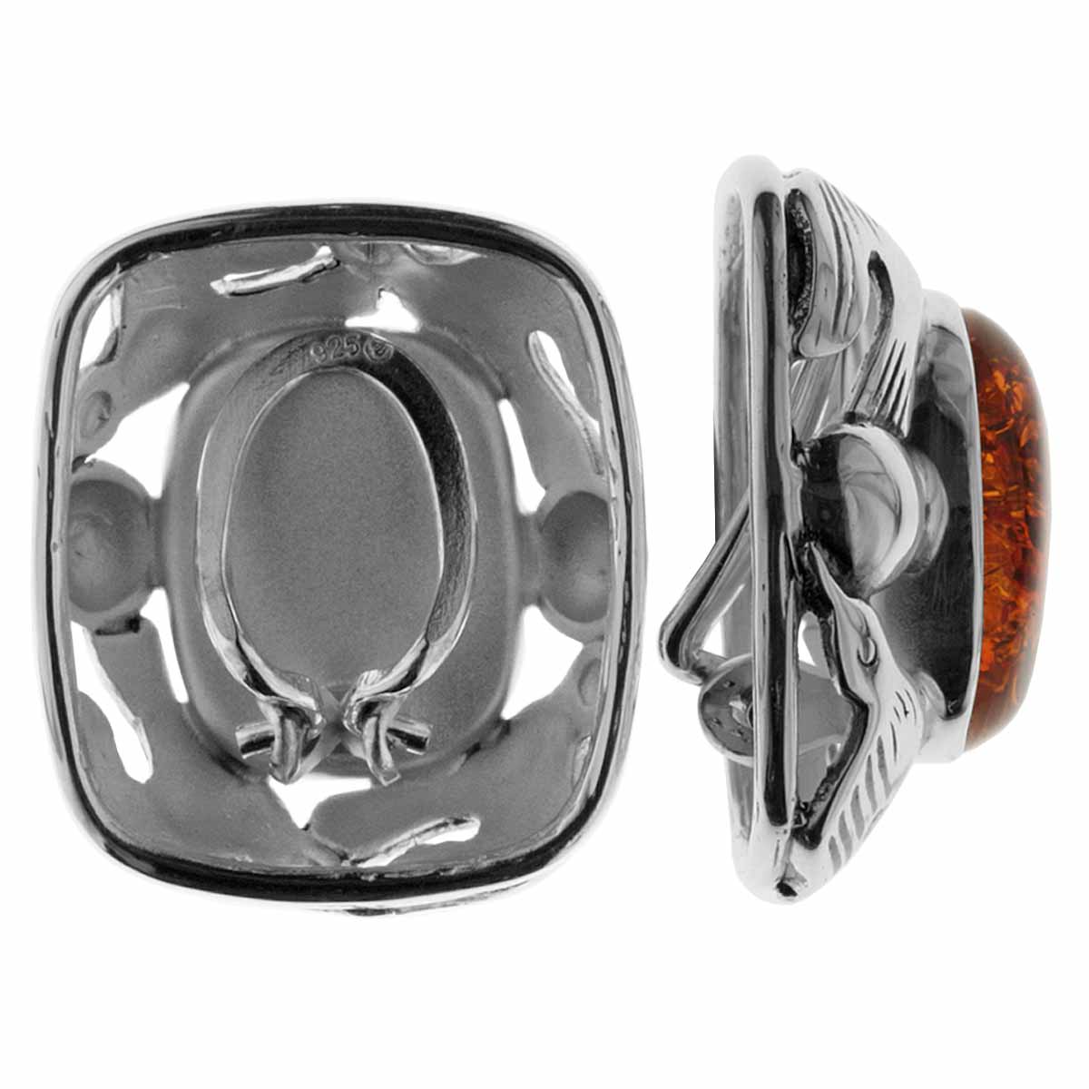 4250054222521-PT01 Ohrclip Fischland Silber 925/000, oxyd., Bernstein
