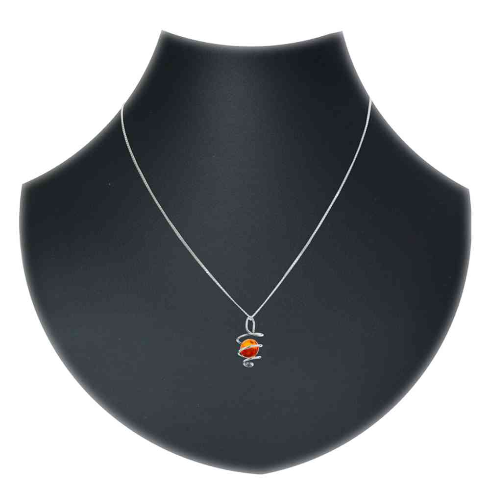 4250054203001-PT02 Kette mit Anhänger Silber 925/000,  Bernstein -Länge wählbar-