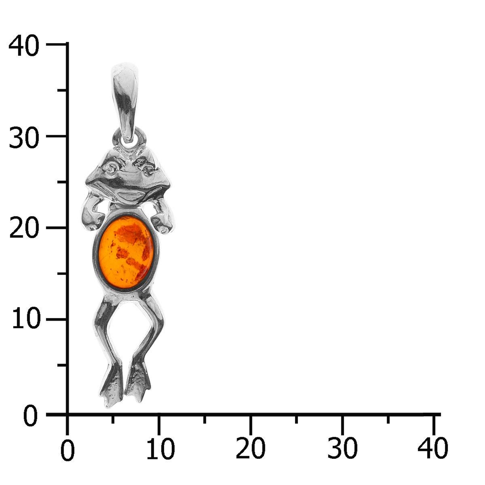 098-200820-0100k Anhänger Silber 925/000, Frosch, Bernstein