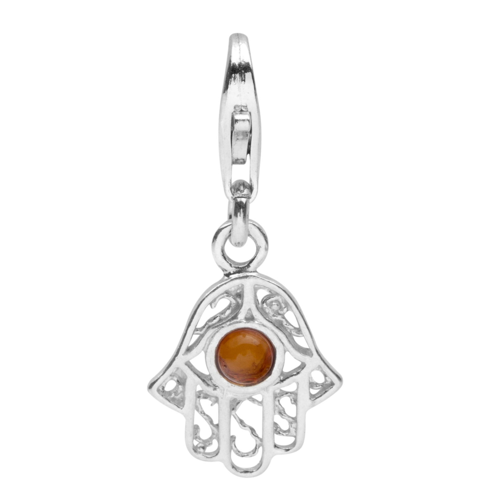 098-200310-0200 Charm Silber 925/000, Hand, Bernstein