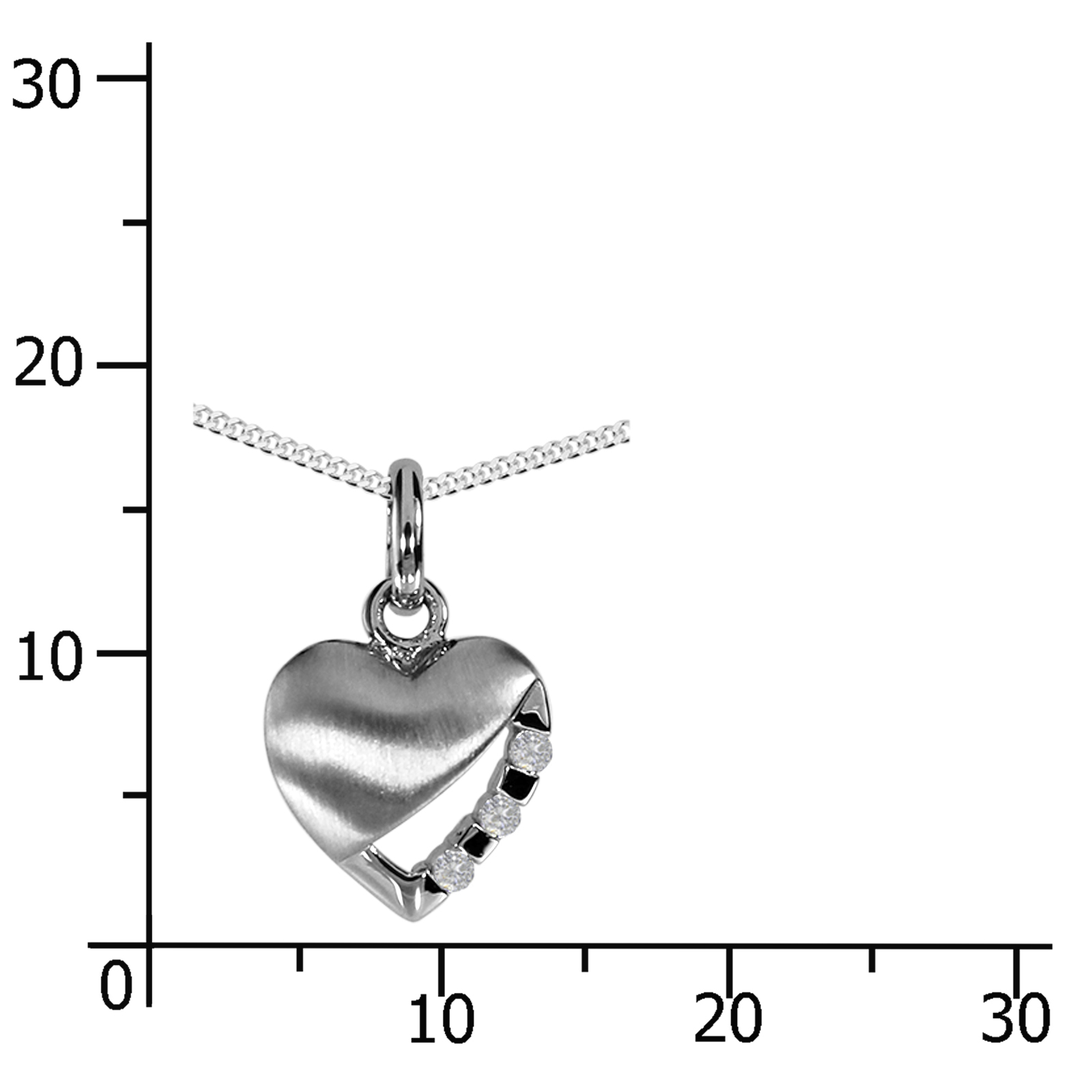 Kette mit Anhänger "Herz" Silber 925/000,  Zirkonia -Länge wählbar-     Kette mit Anhänger "Herz" Silber 925/000,  Zirkonia -Länge wählbar-