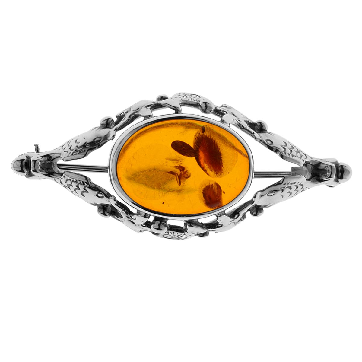 4250054222446 Brosche Fischland Silber 925/000, oxyd., Bernstein