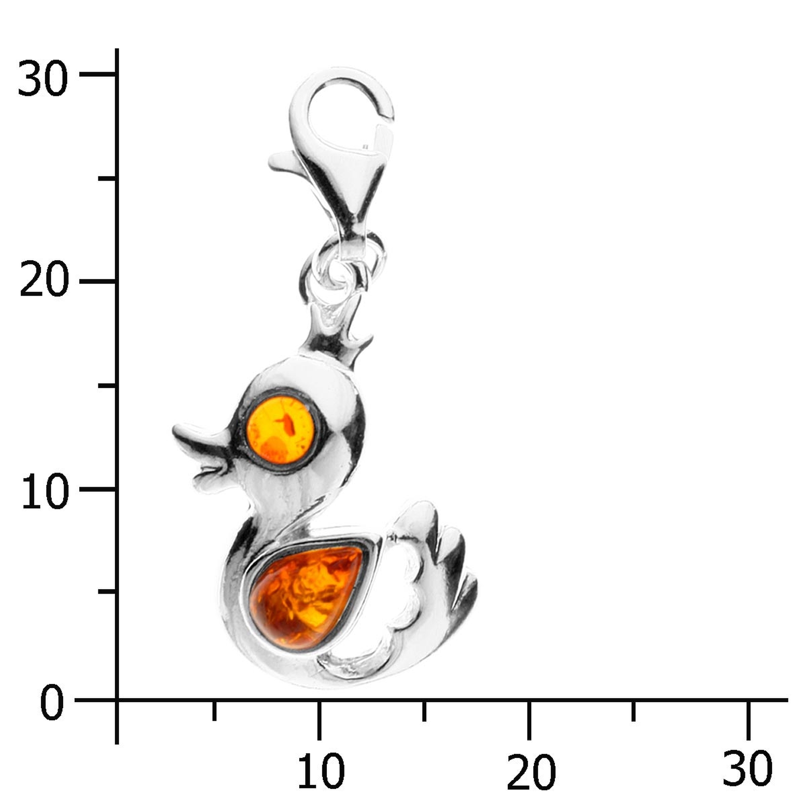098-200130-0200k Charm Silber 925/000, Ente, Bernstein
