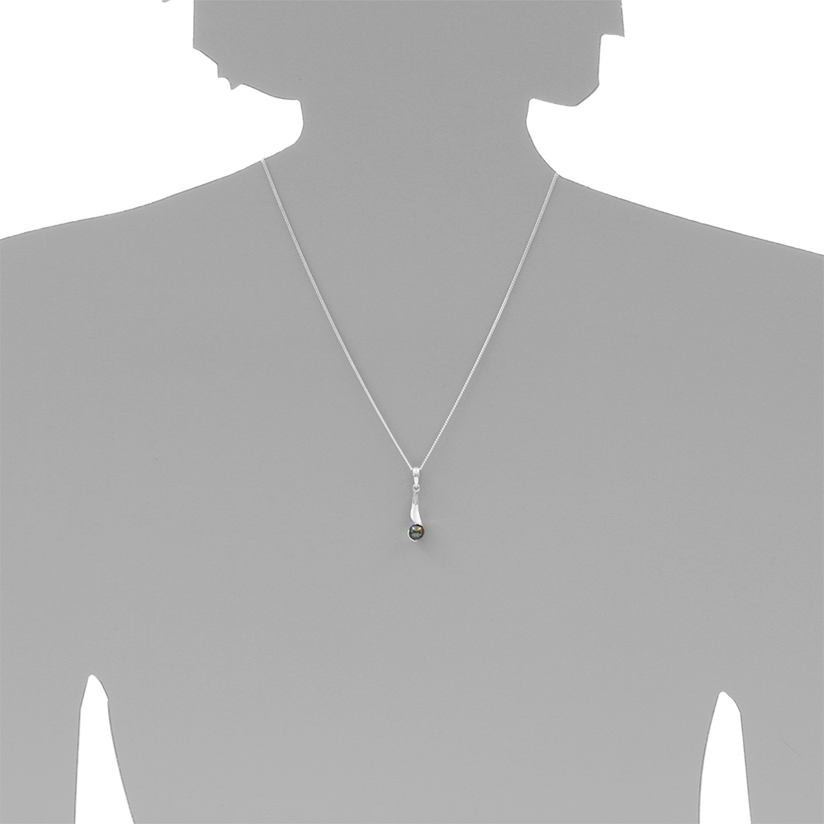 001-201380-A245s574ff34c12f60 Kette mit Anhänger Silber 925/000, 45 cm, Hämatit