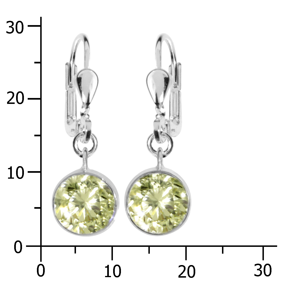 Ohrhänger Silber 925/000, Zirkonia-limette, 8 mm