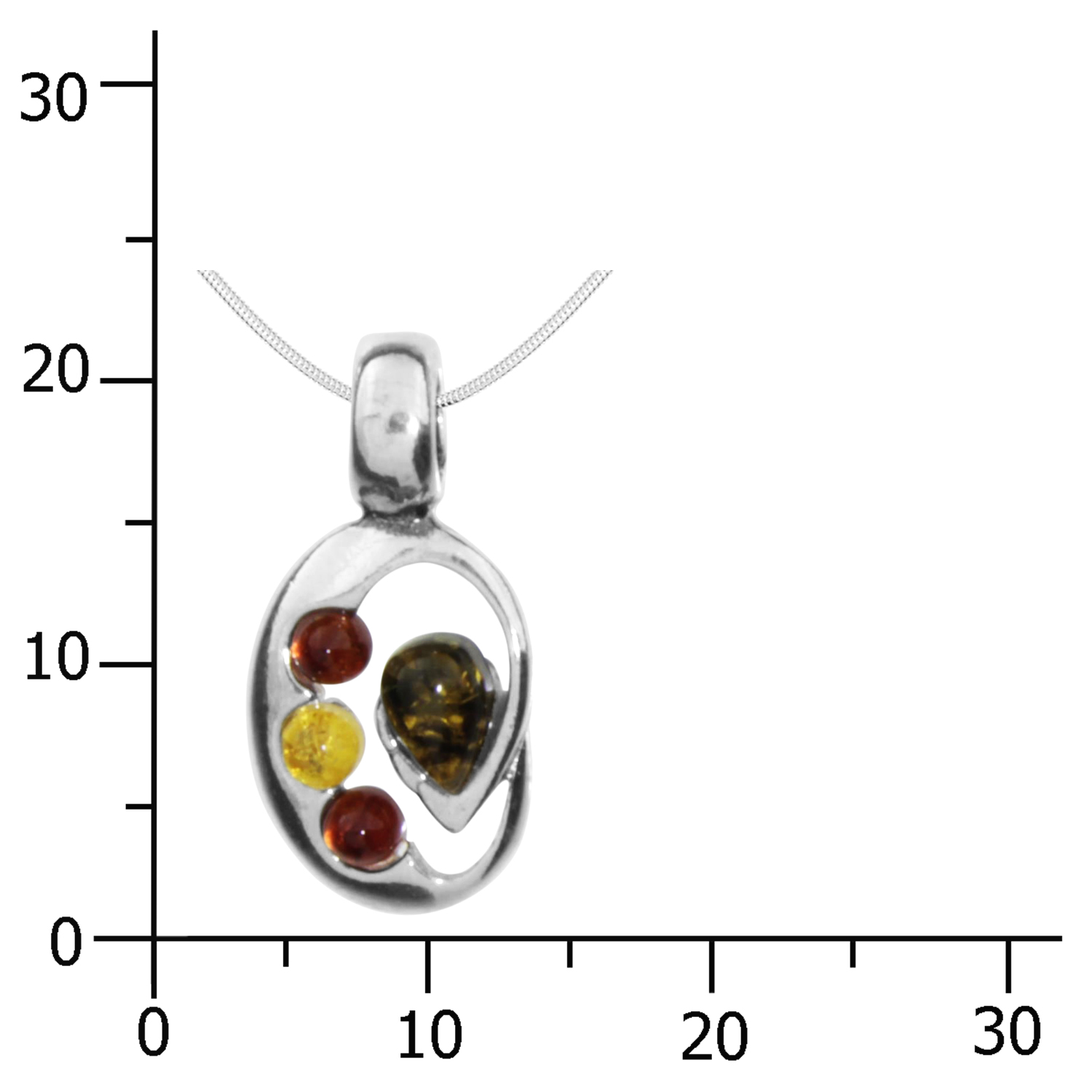 043-204010-A242k Kette mit Anhänger Silber 925/000, Bernstein, 42 cm