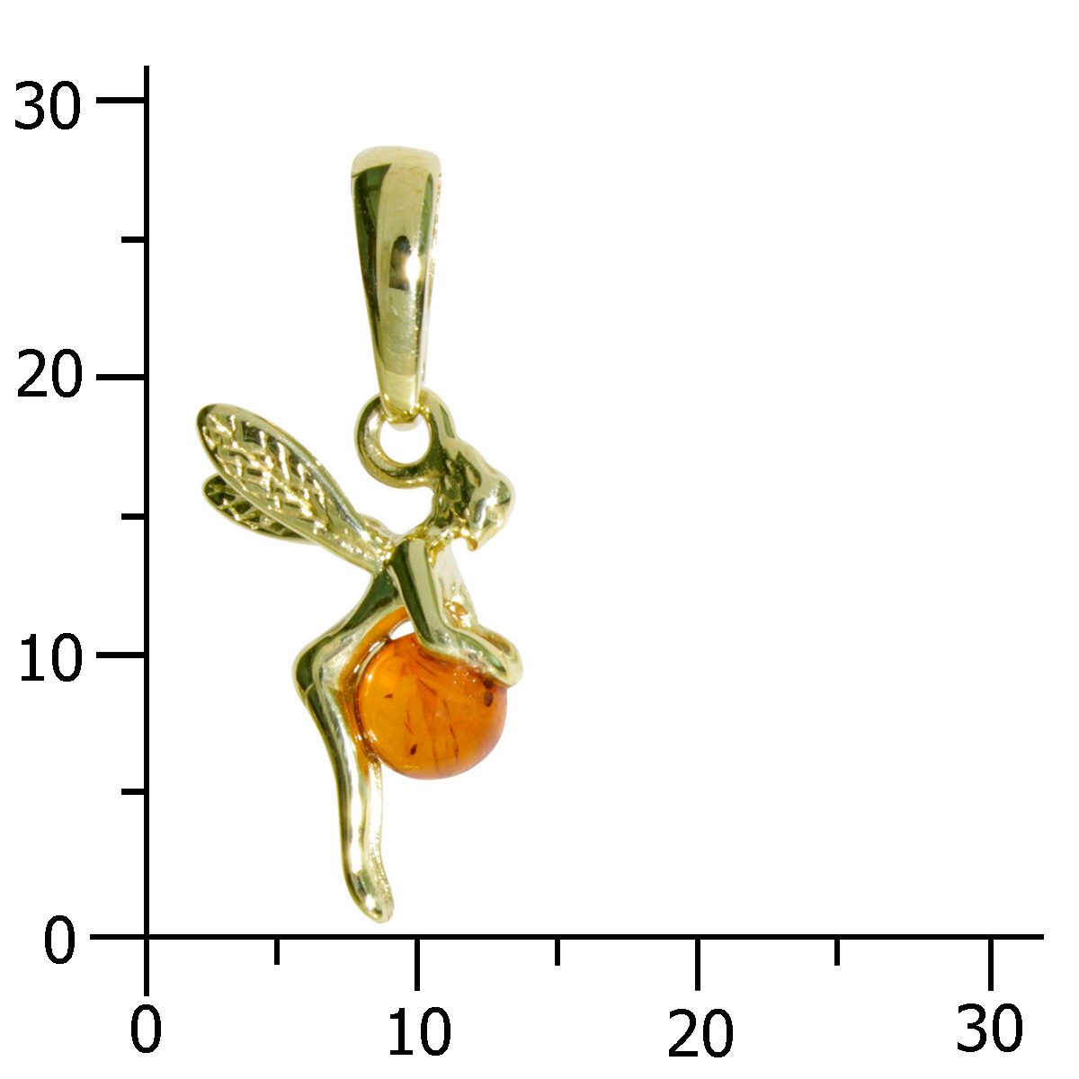 001-103653-0100k Anhänger Gold 333/000, Elfe, Bernstein
