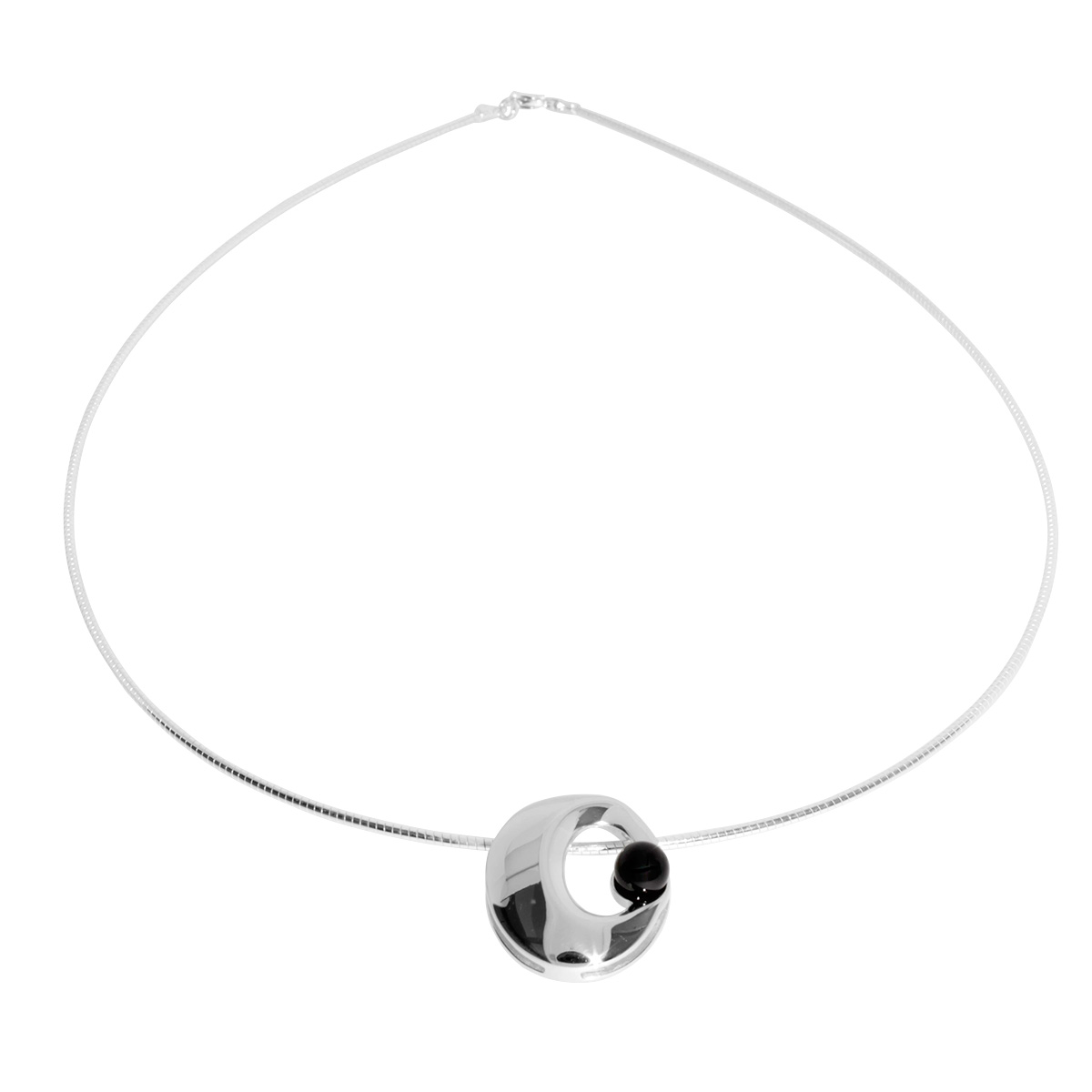 001-203126-B4452 Halsreif mit Anhänger Silber 925/000, 45 cm, Onyx