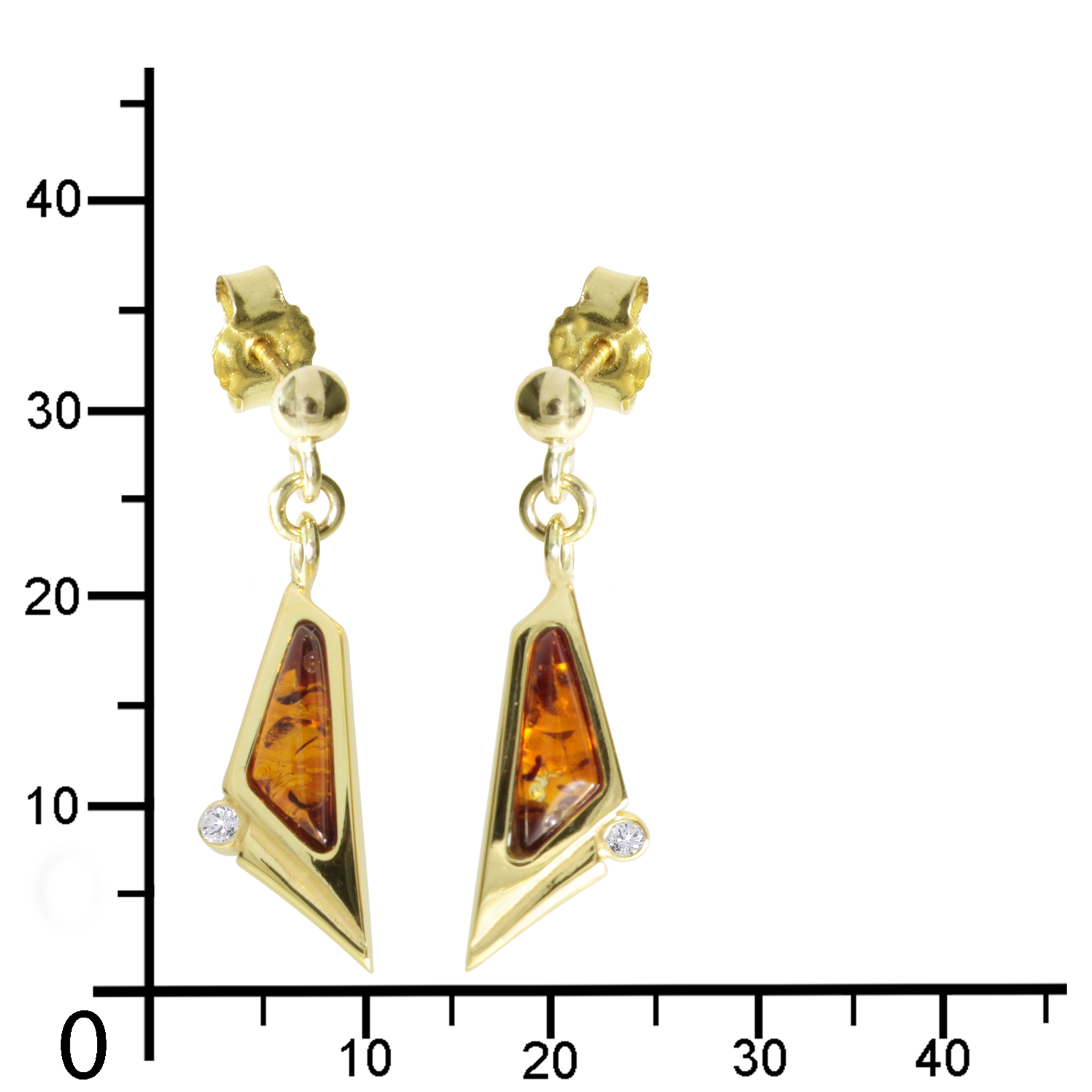 Ohrhänger Gold 333/000, Bernstein/ Zirkonia  Ohrhänger Gold 333/000, Bernstein/ Zirkonia