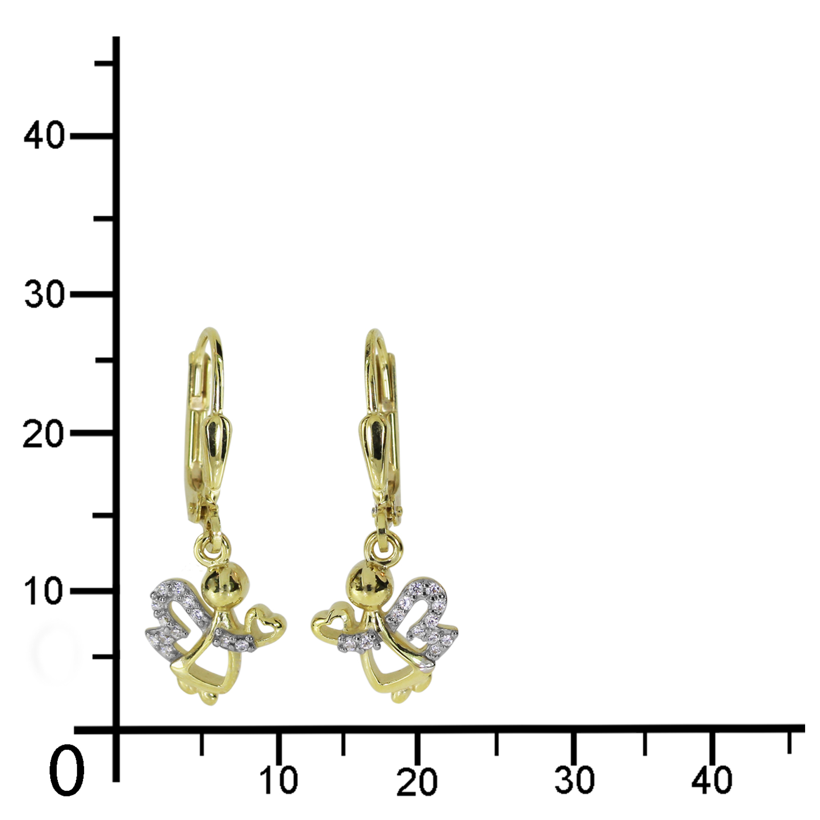 Ohrhänger Gold 333/000, Engel, Zirkonia