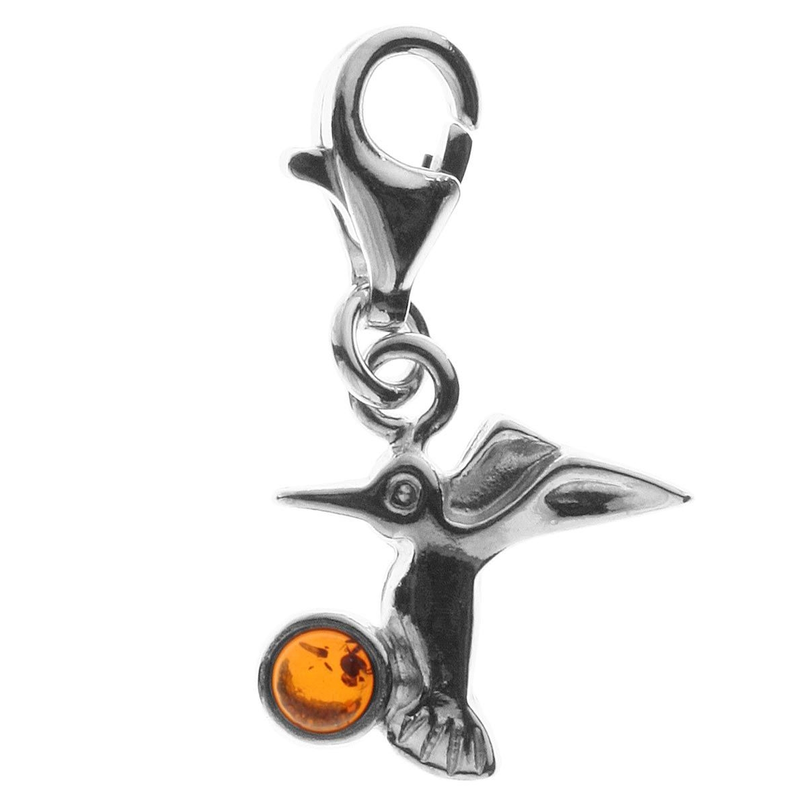 098-200910-0200 Charm Silber 925/000, Kolibri, Bernstein