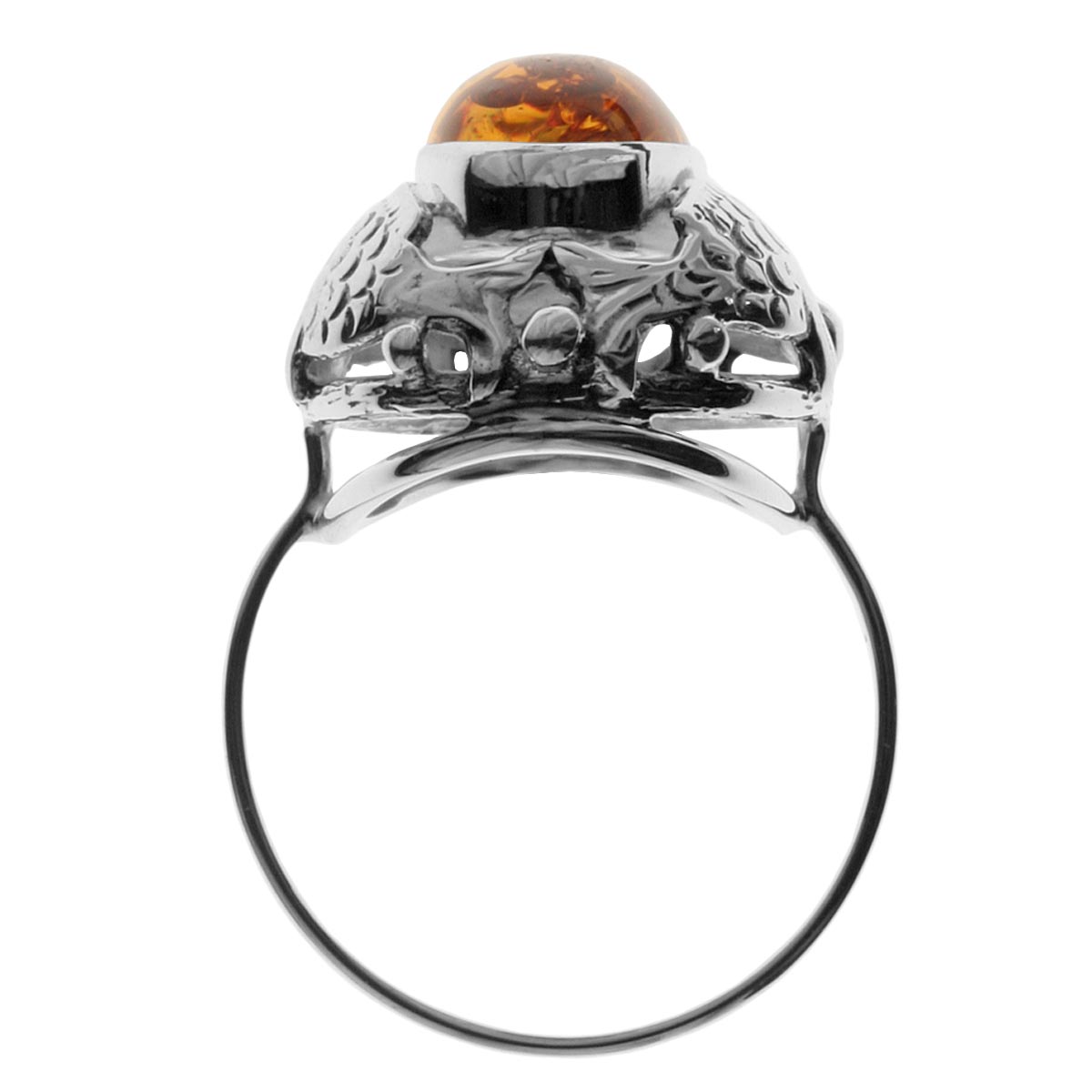 Ring Fischland Silber 925/000, oxyd., Bernstein -Größe wählbar-
