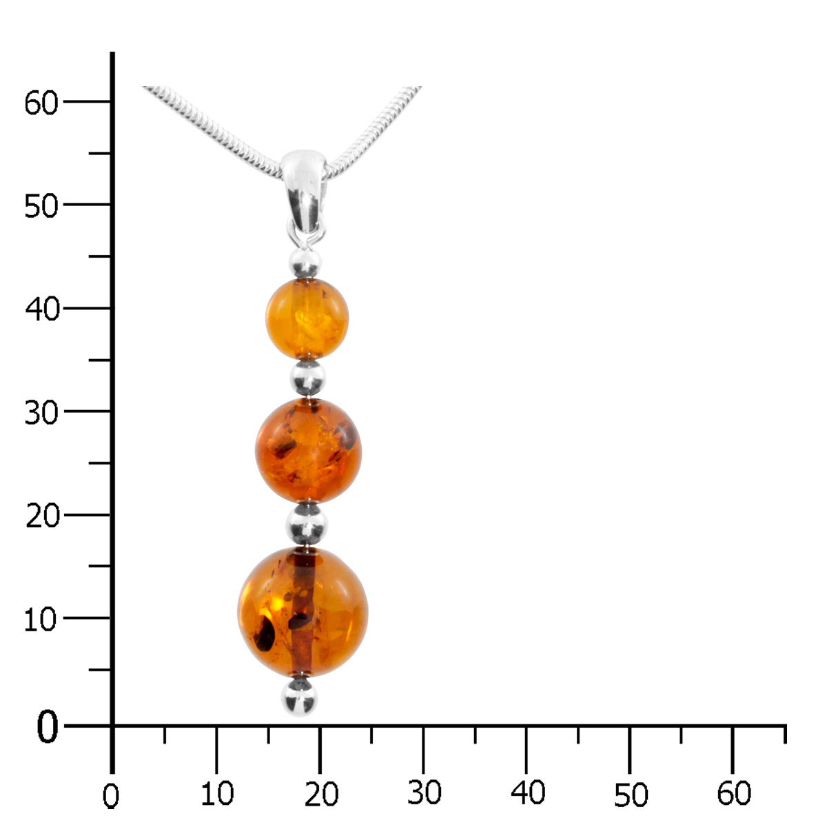 001-203598-A145k Kette mit Anhänger Silber 925/000, 45 cm, Bernstein