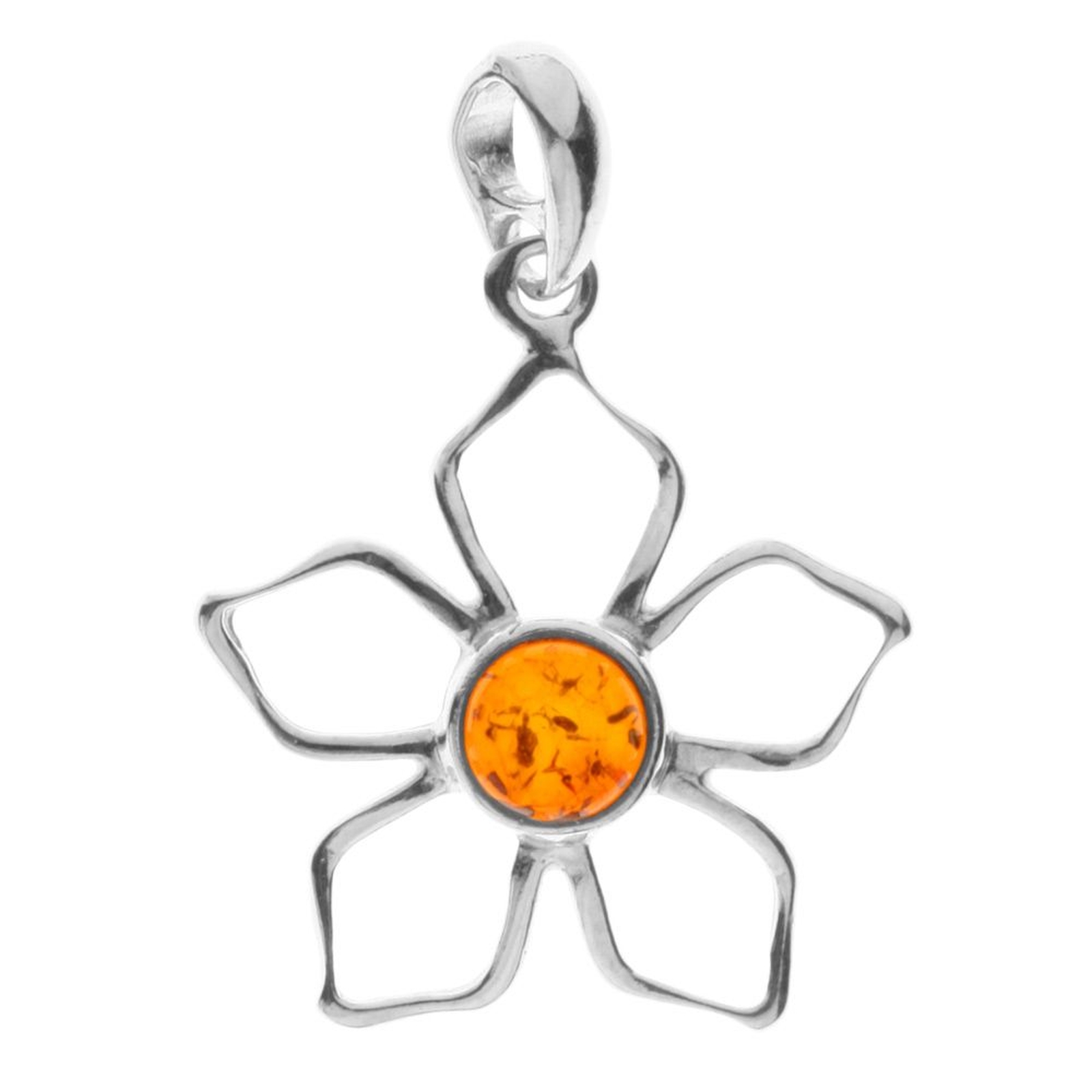 Anhänger Silber 925/000, Blüte, Bernstein