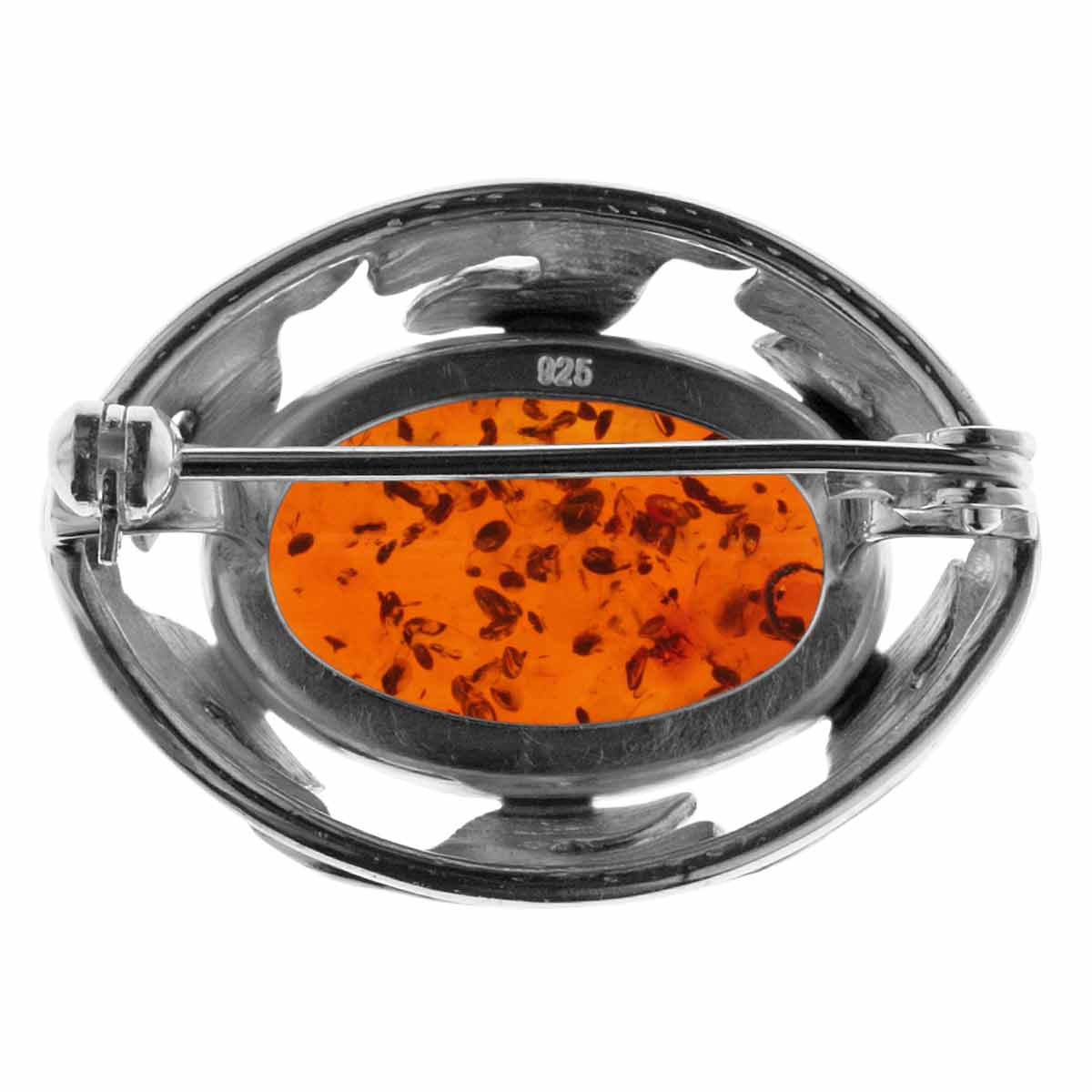 4250054222439-PT02 Brosche Fischland Silber 925/000, oxyd., Bernstein