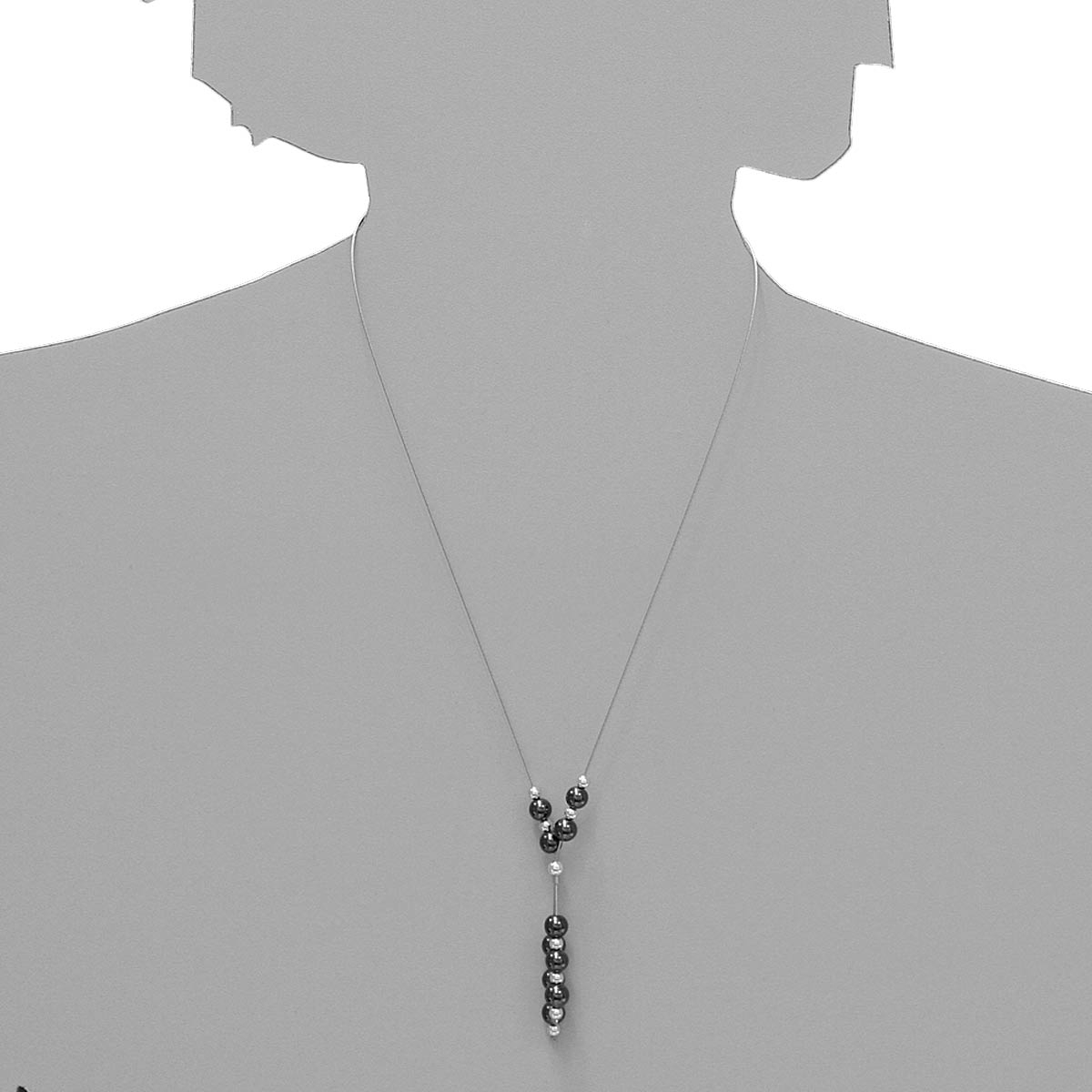 001-293035-0100s Edelstahlcollier 1/42 cm, Silber 925/000, Hämatit