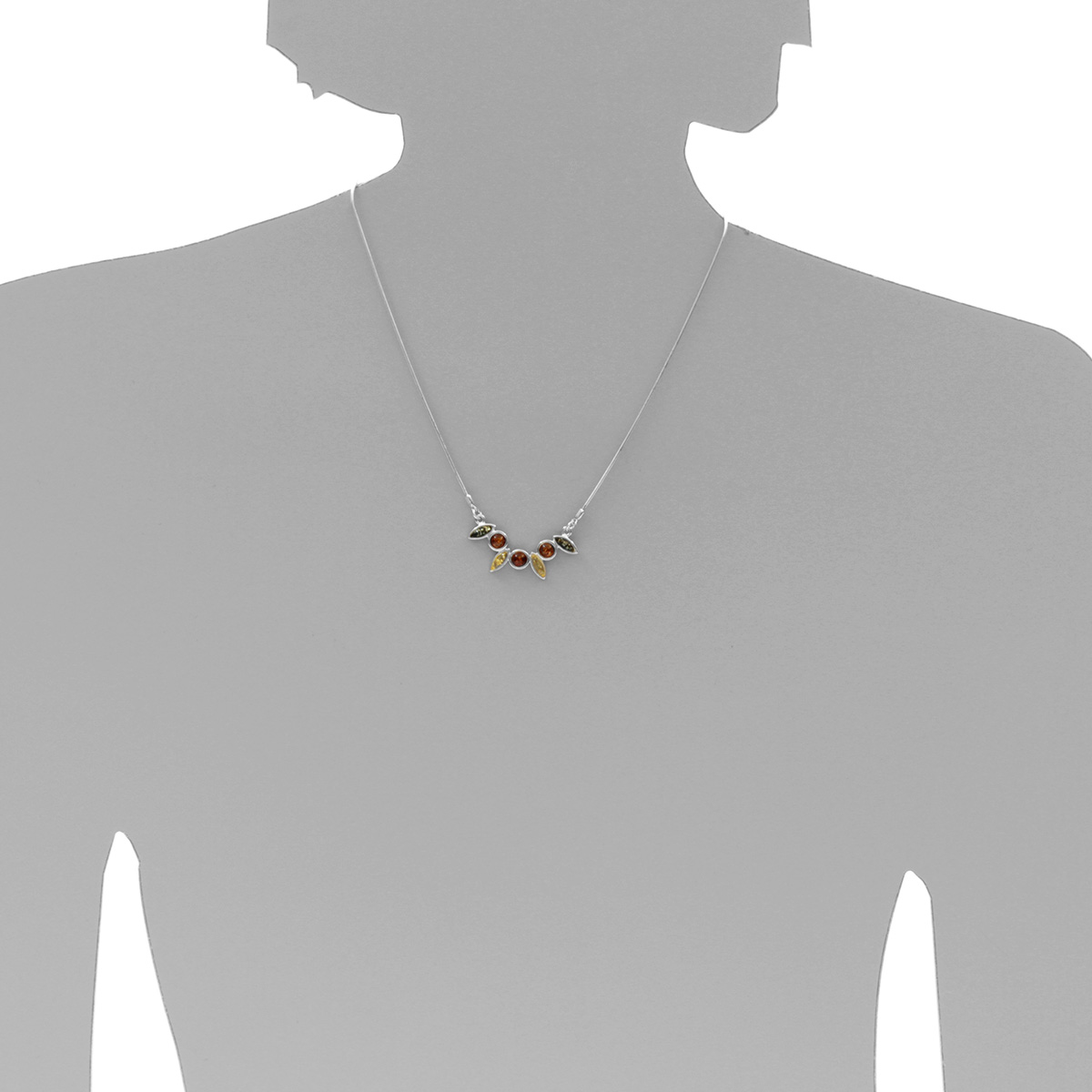 098-295242-0440s Collier Silber 925/000, 44 cm, Bernstein