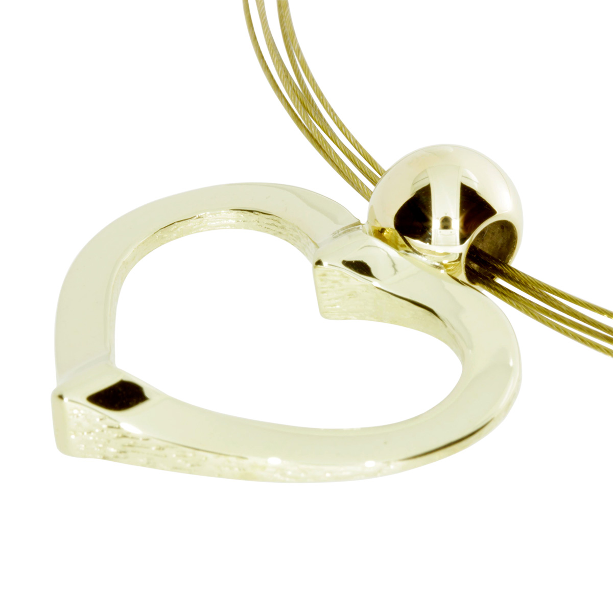 001-103566-11002 Nyloncollier mit Anhänger Herz Gold 333/000, 42 cm