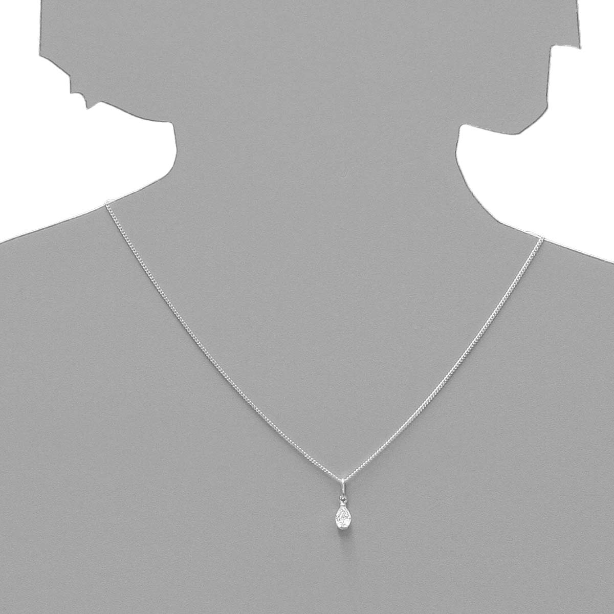 043-201673-A142s Kette mit Anhänger Silber 925/000, Zirkonia, weiß, 42 cm