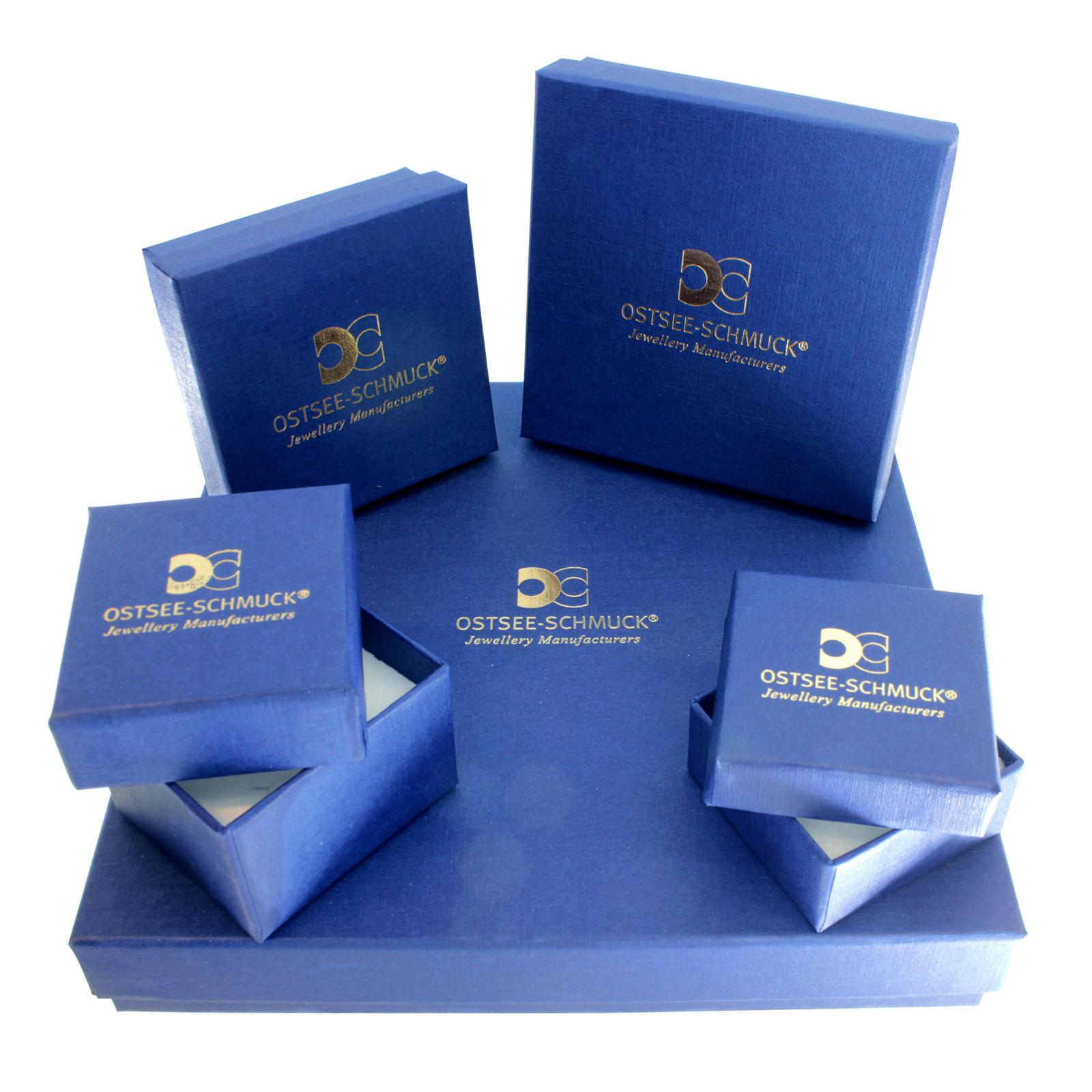 Verpackung Kette mit Anhänger Gold 333/000, 42 cm, Herz, Bernstein
