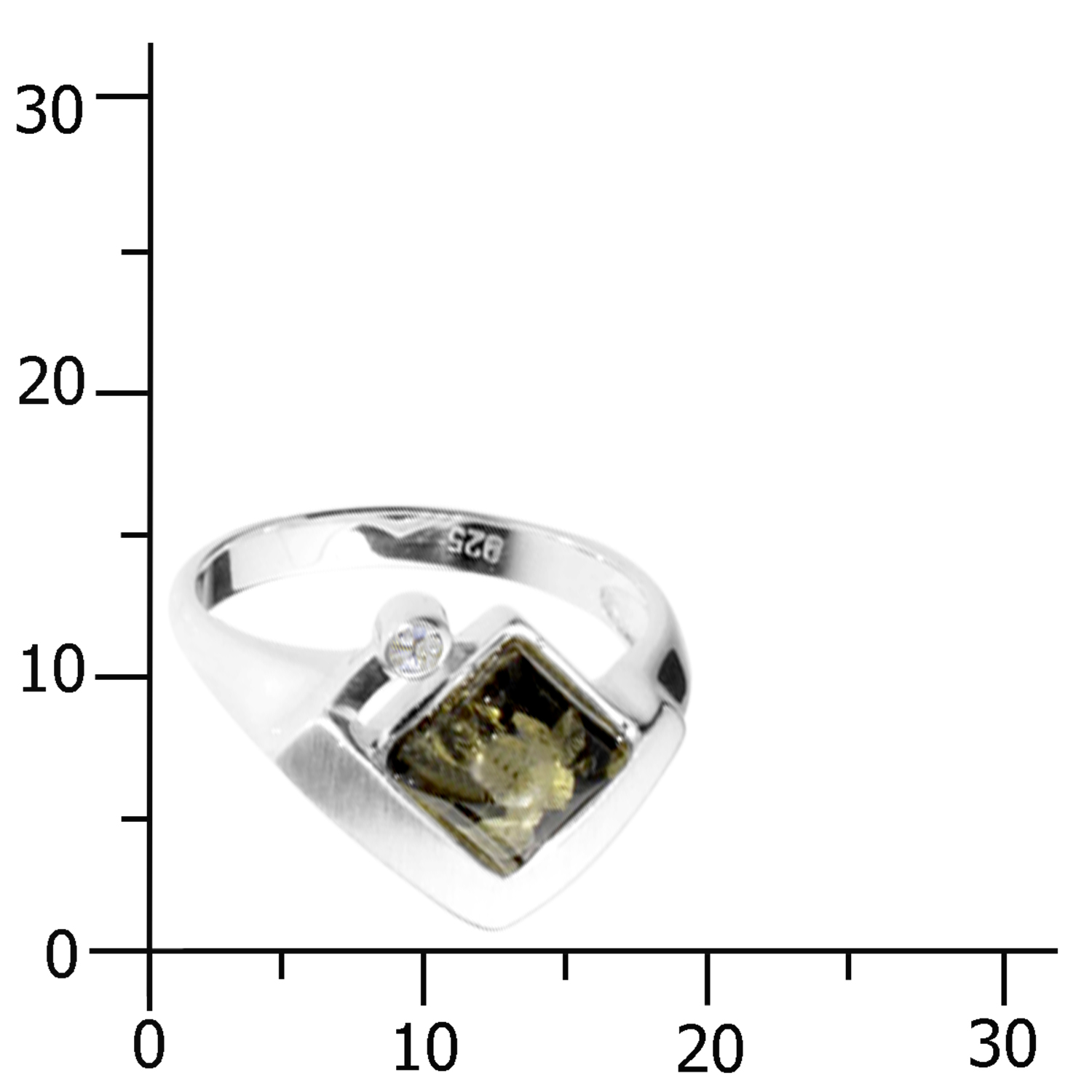 001-273137-0003k Ring Silber 925/000, Bernstein grün/Zirkonia -Größe wählbar-