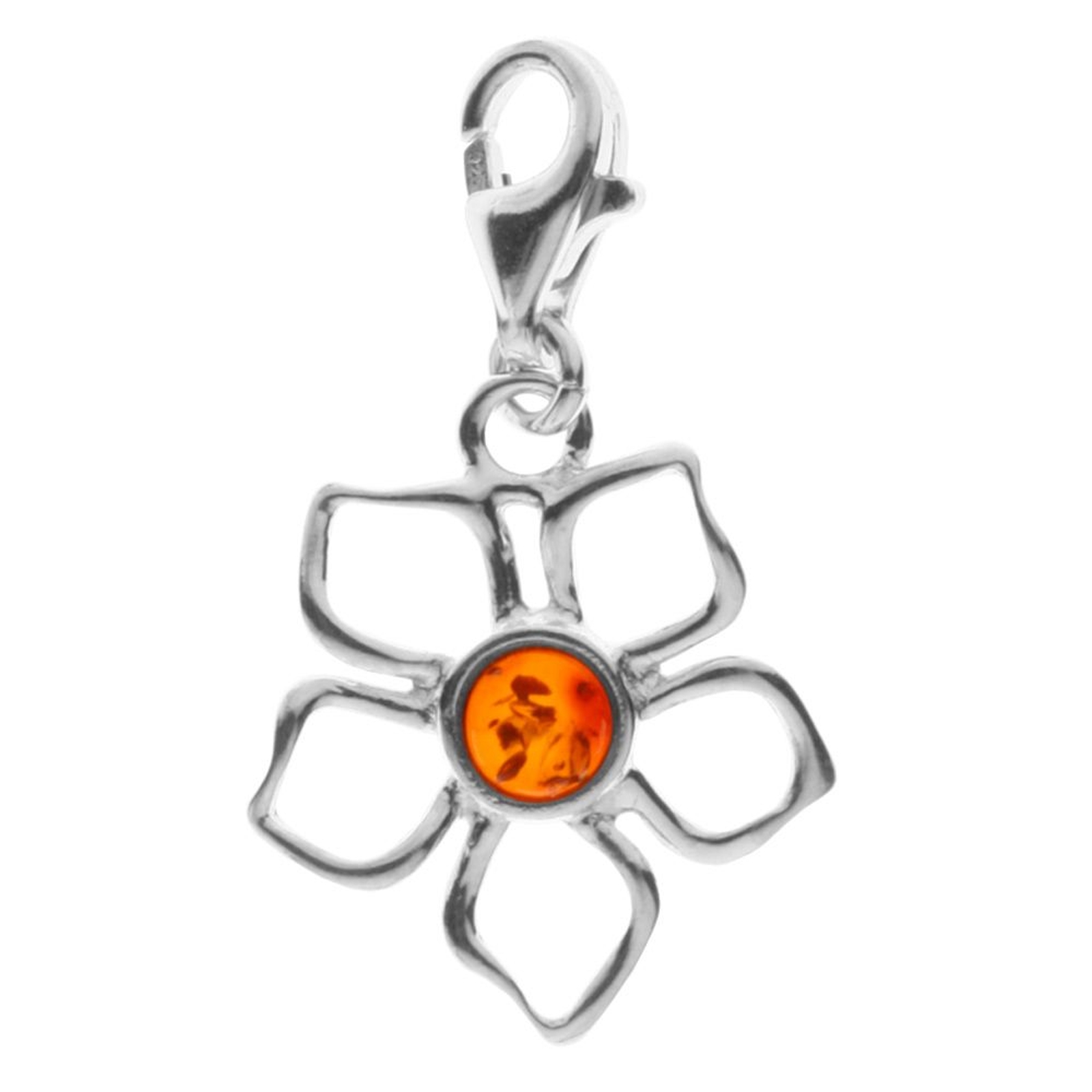 098-200580-0200 Charm Silber 925/000, Blüte, Bernstein