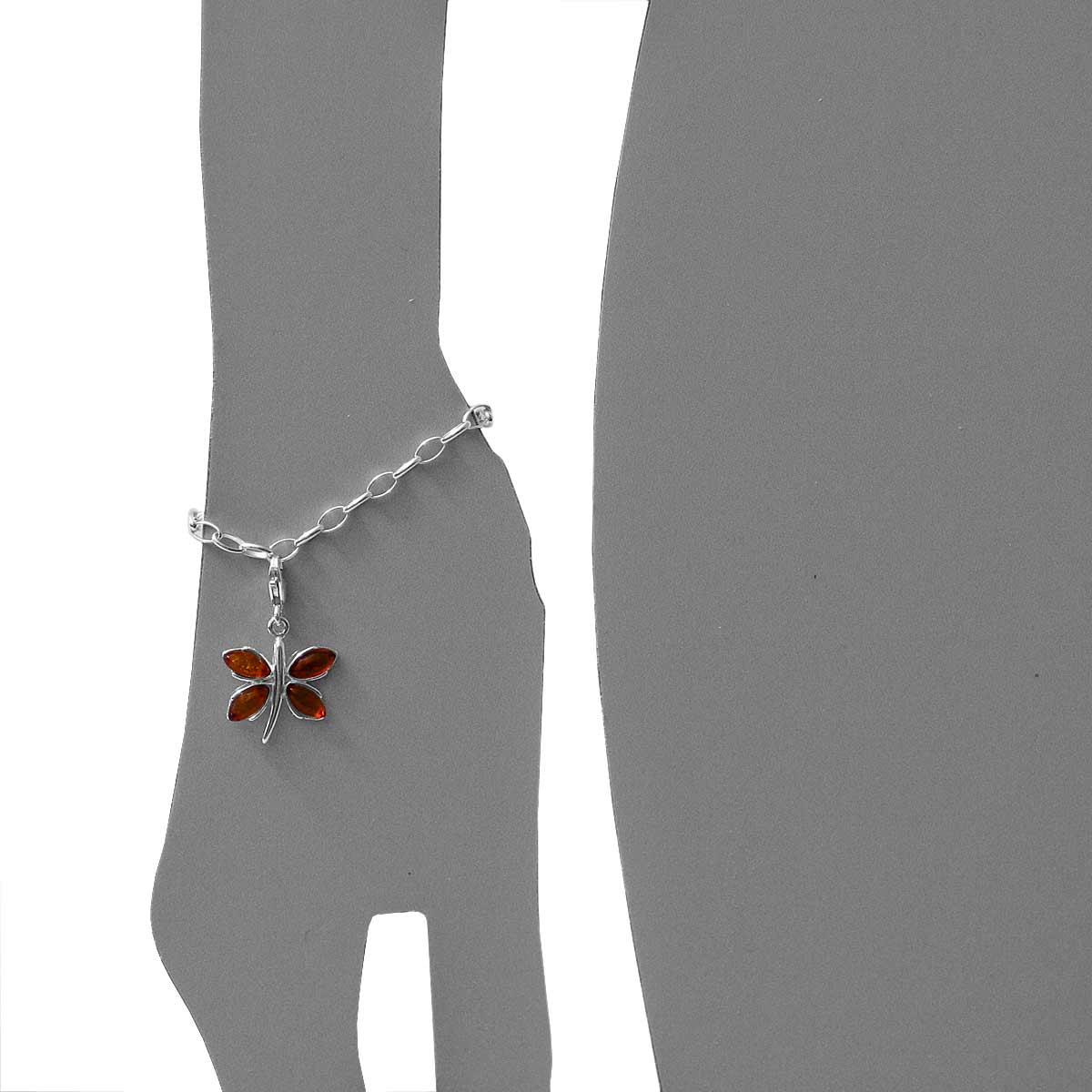 098-200080-0200s Charm Silber 925/000, Schmetterling, Bernstein