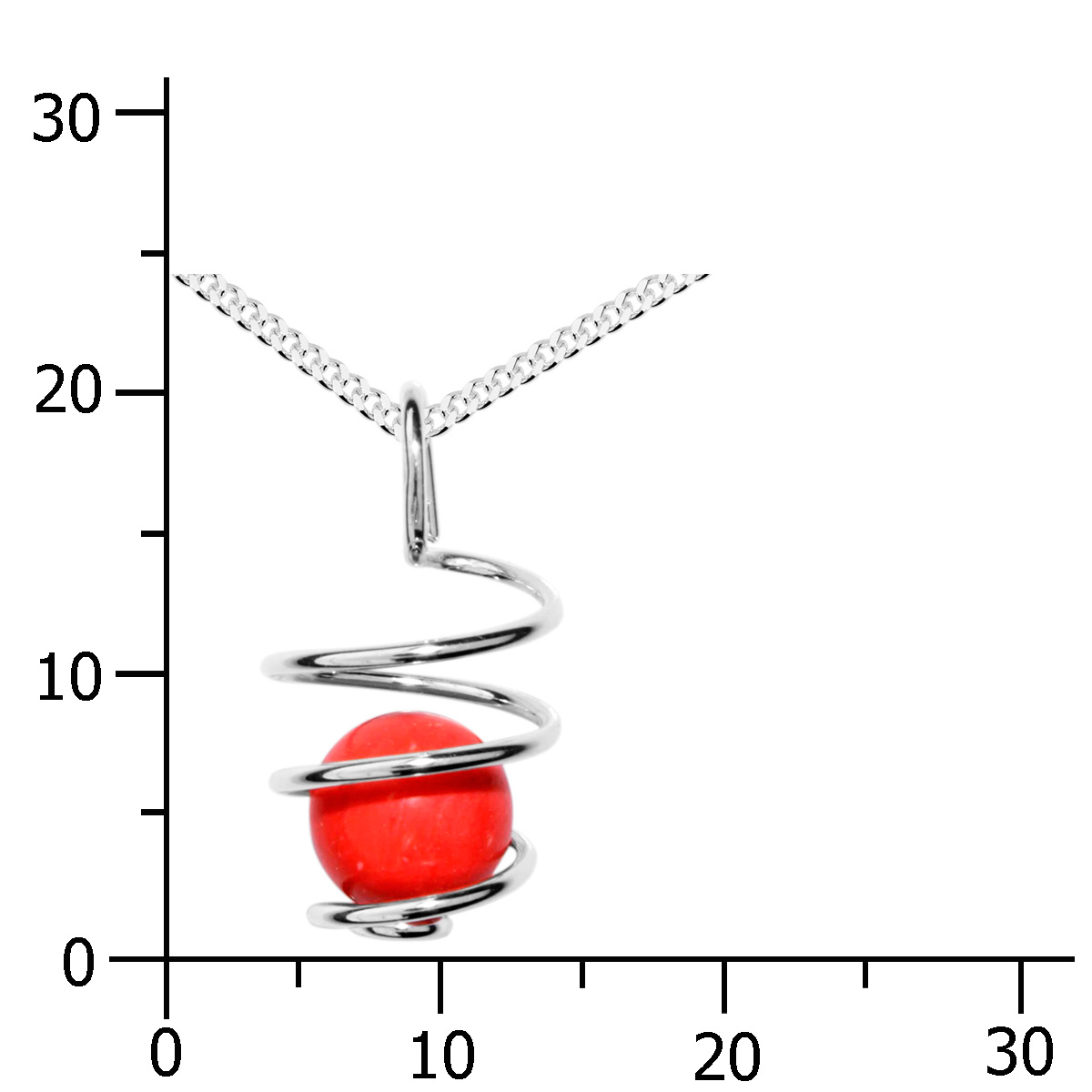 001-203149-A445k Kette mit Anhänger Silber 925/000, 45 cm, rek. Koralle