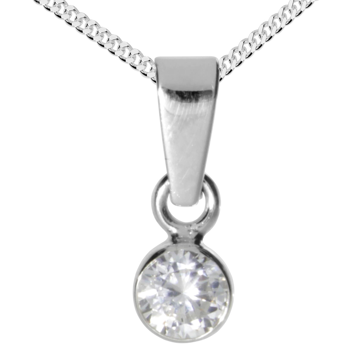 001-203643-A137 Kinderkette mit Anhänger, Silber 925/000, 36 oder 38 cm, Zirkonia