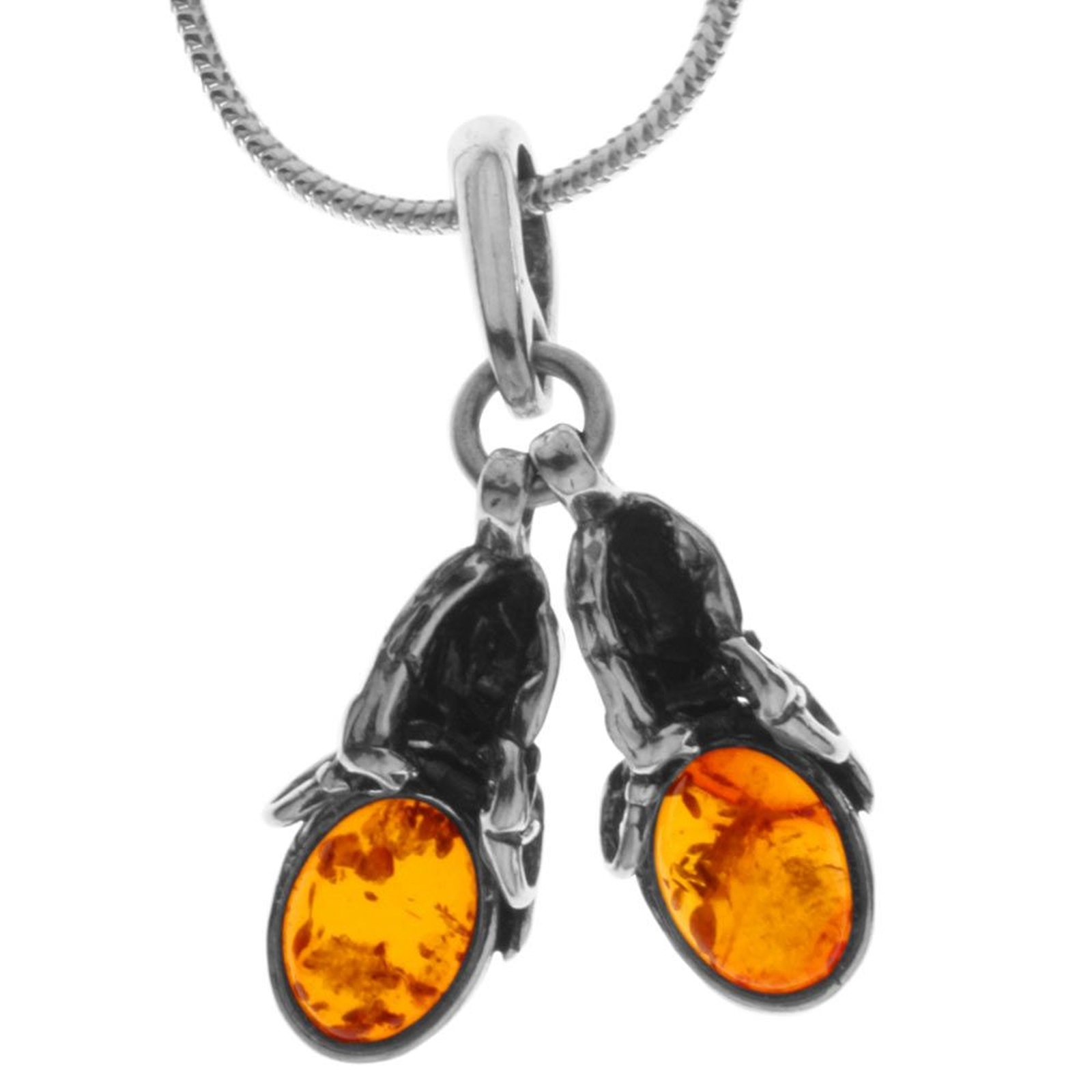 098-200280-A142 Kette mit Anhänger Schuhe, Silber 925/000, Bernstein, -Länge wählbar-