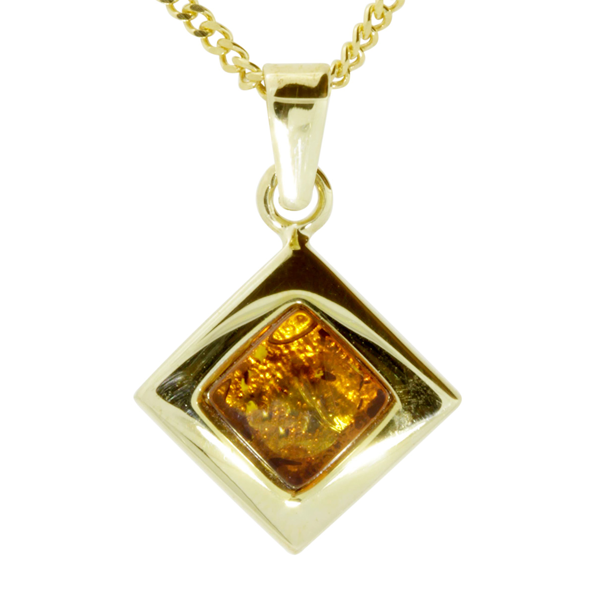 Kette mit Anhänger, Gold 333/000, 42 cm, Bernstein