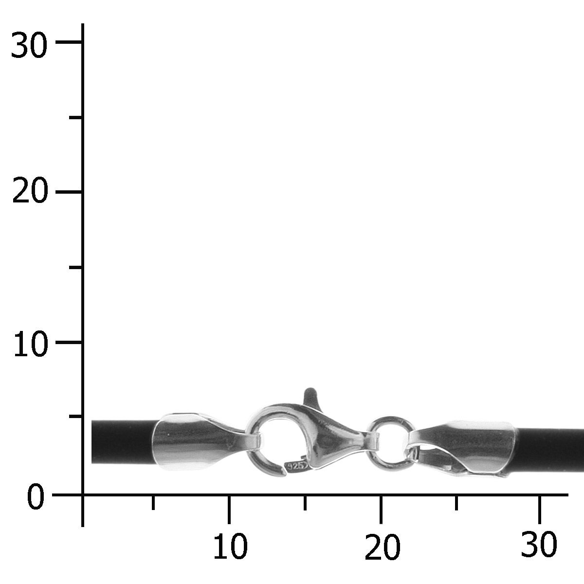4250054293903-PT04 Kautschukband 3 mm, Karabiner Silber 925/000, - Länge wählbar -