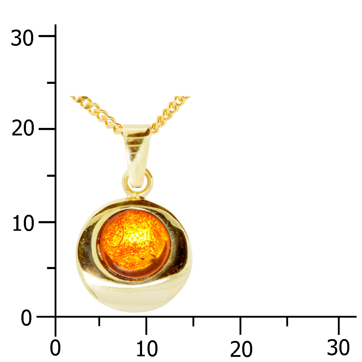 001-203570-1200k Kette mit Anhänger Silber 925/000 vergoldet, Bernstein, 42 oder 45 cm