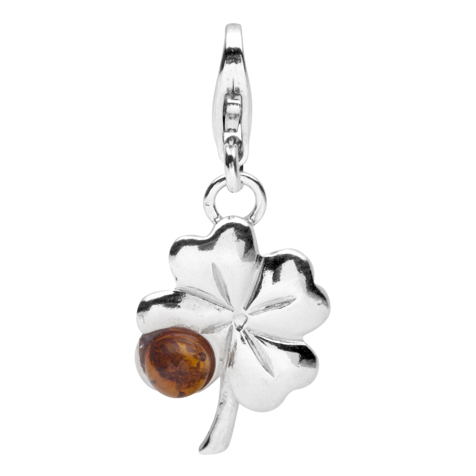 098-200510-0200 Charm Silber 925/000, Kleeblatt, Bernstein