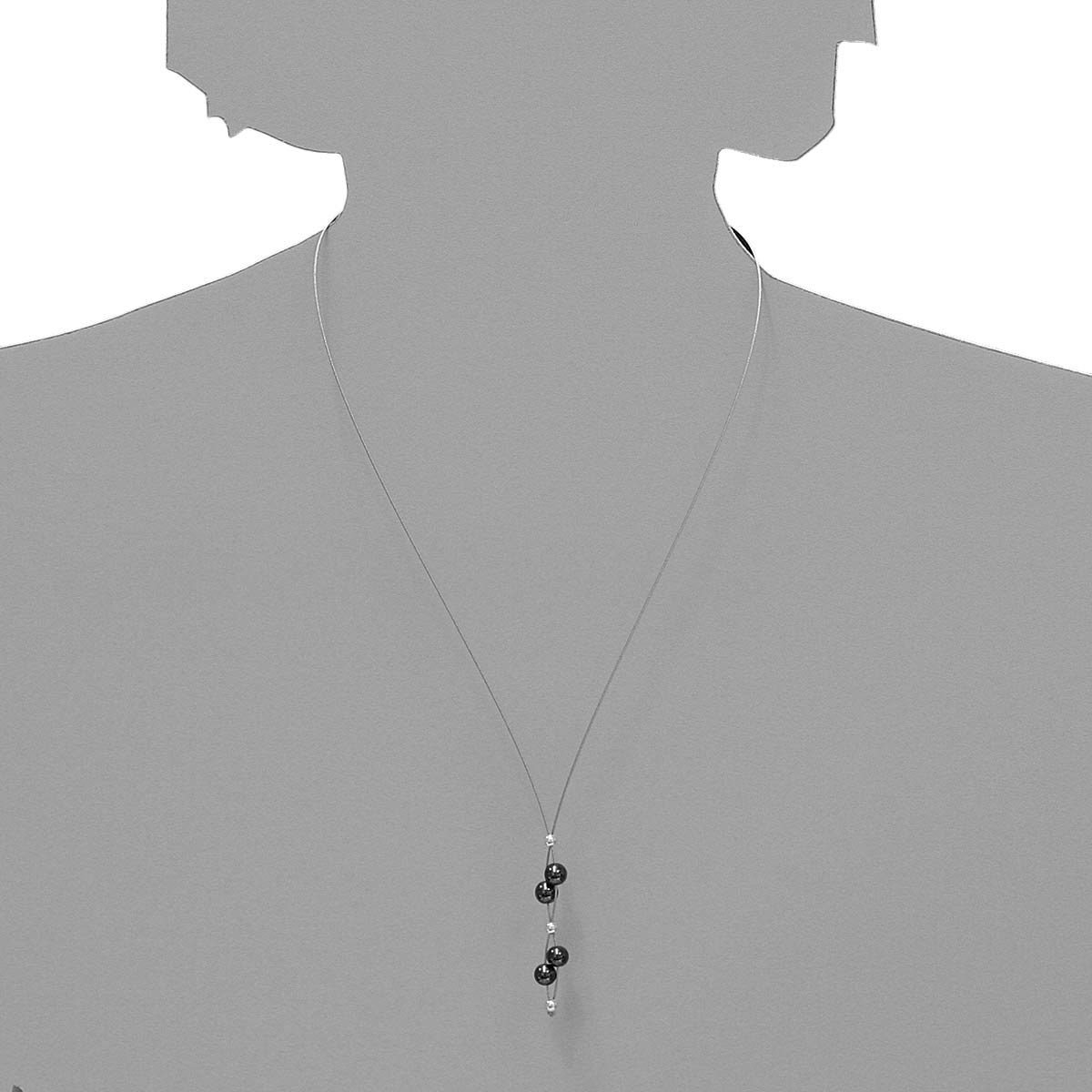 001-293037-0100s Edelstahlcollier 1/42 cm, Silber 925/000, Hämatit