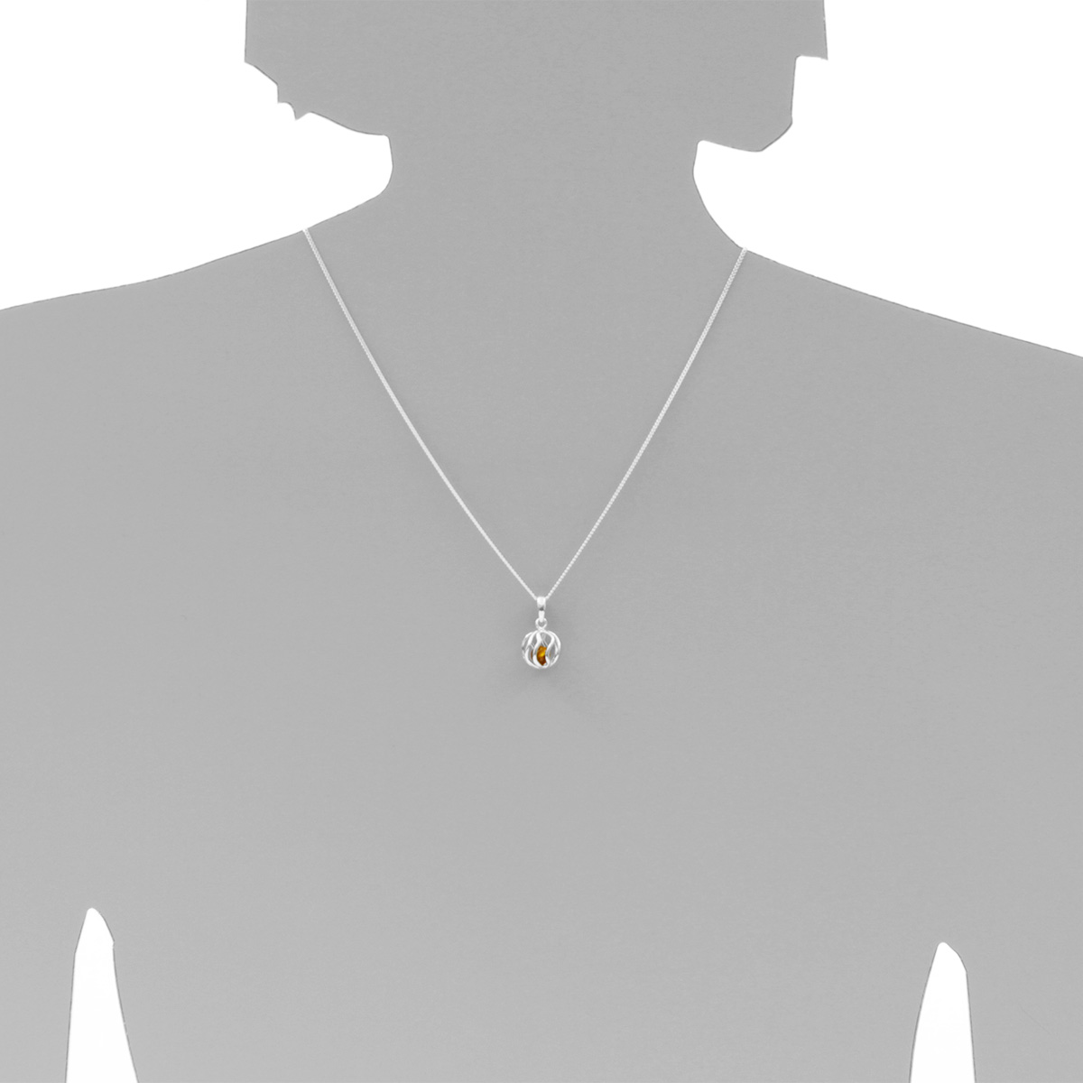 098-203649-A145s Kette mit Anhänger Silber 925/000, 45 cm, Bernstein