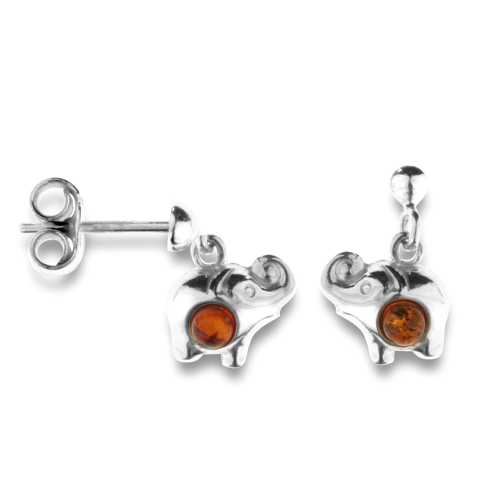 098-265300-0100 Ohrhänger Silber 925/000, Elefant, Bernstein