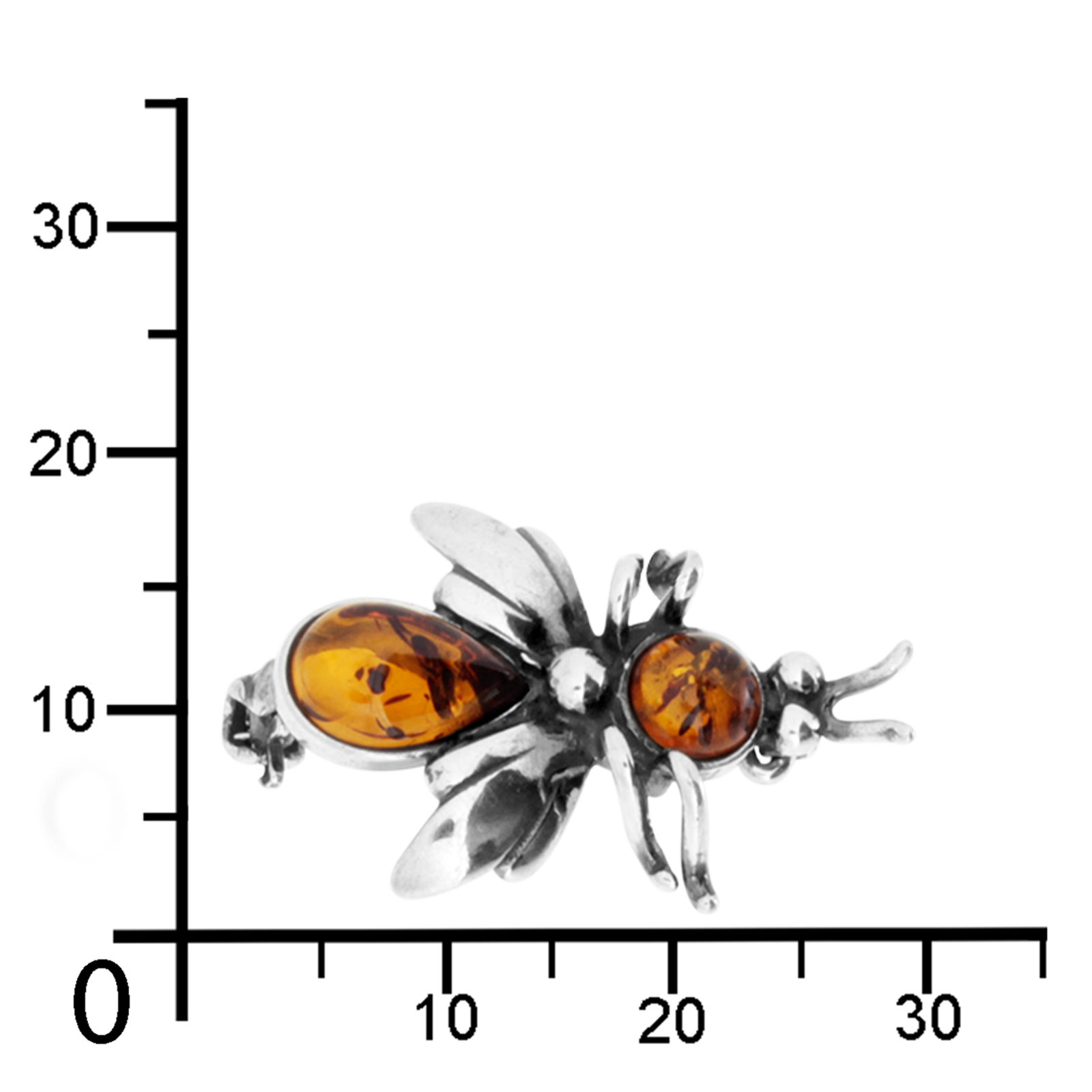Brosche "Fliege", Silber 925/000, Bernstein  Brosche "Fliege", Silber 925/000, Bernstein