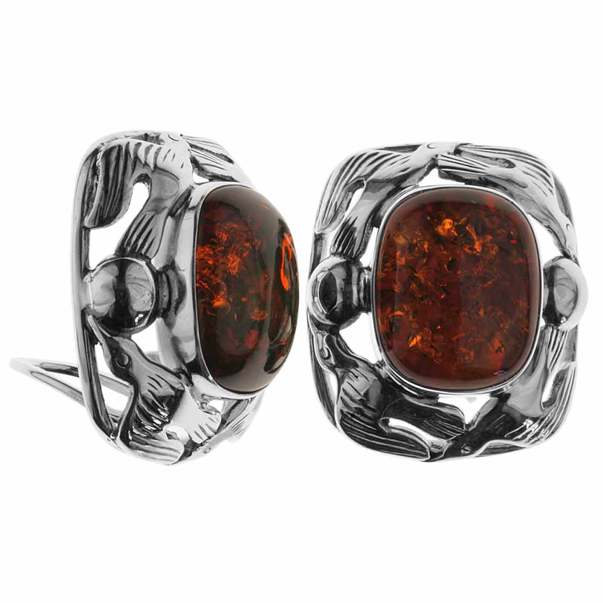 4250054222521 Ohrclip Fischland Silber 925/000, oxyd., Bernstein