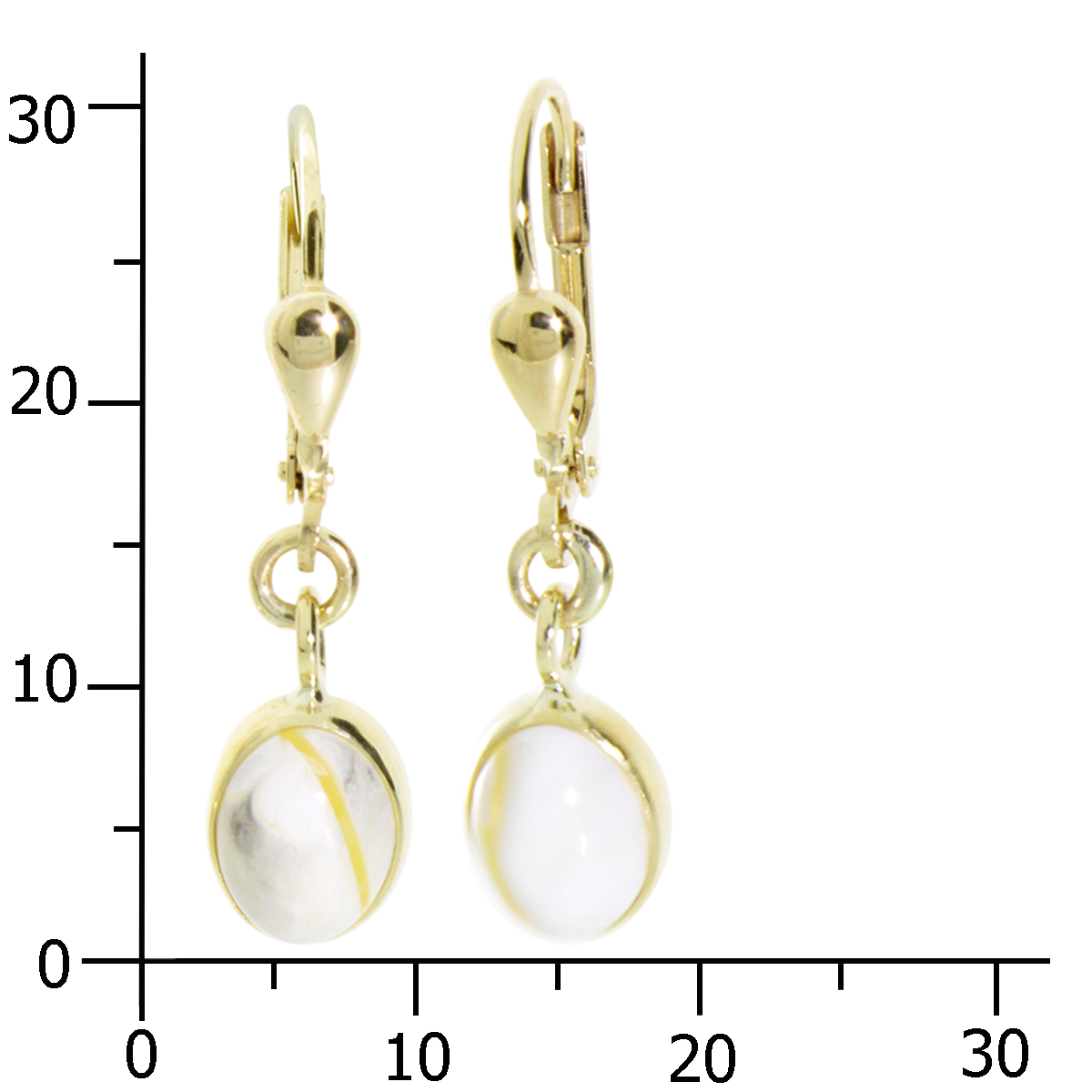 001-163433-0200k Ohrhänger Gold 333/000, Bernstein- Unikatstein