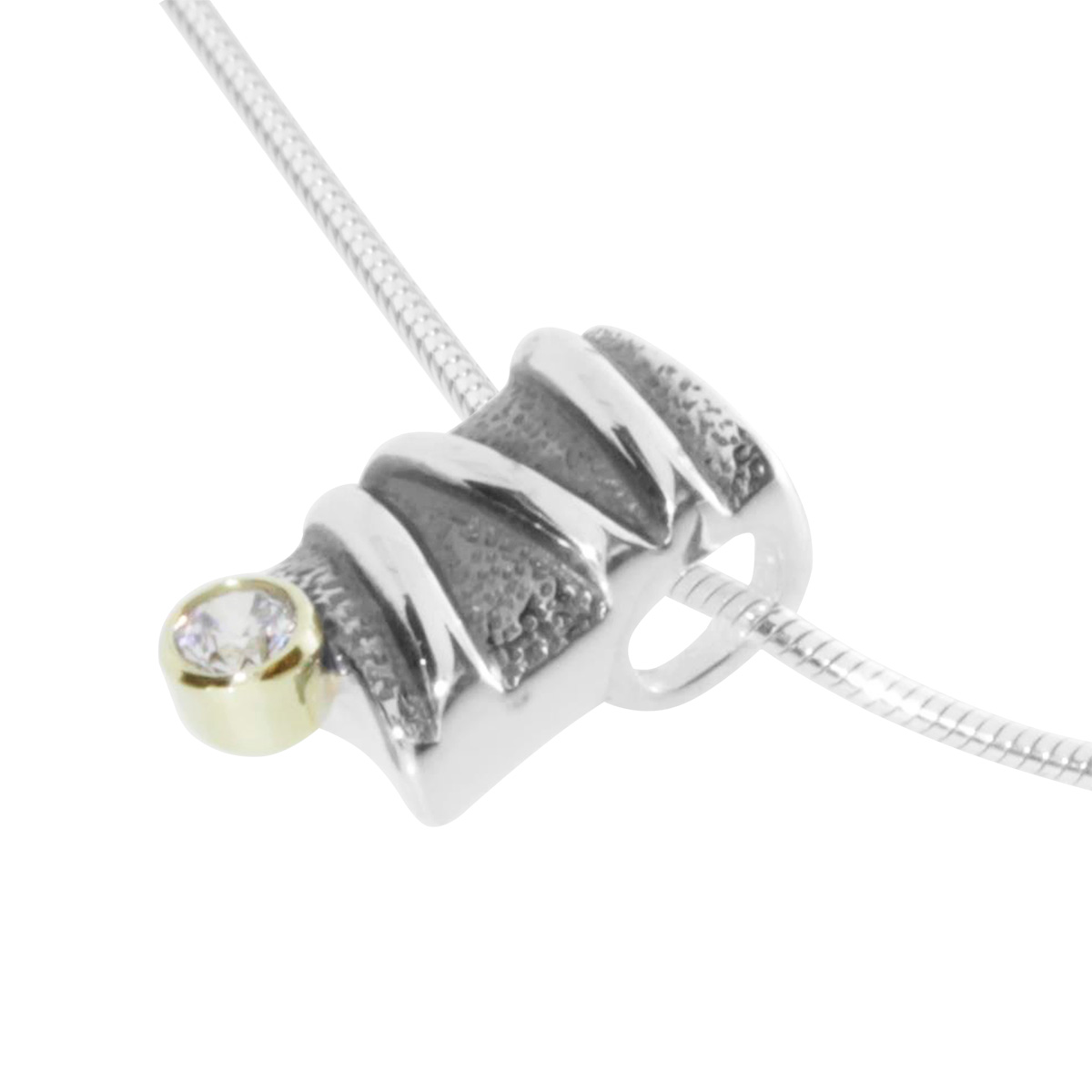 001-203291-A1451 Kette mit Anhänger Silber 925/000, 45 cm, Zirkonia in 585/000 Fassung