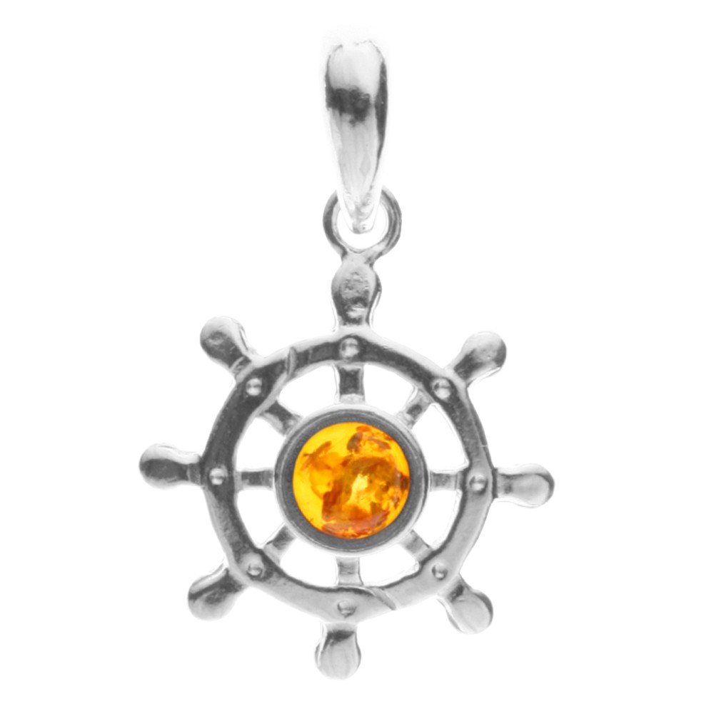 098-200090-0100 Anhänger Silber 925/000, Steuerrad, Bernstein