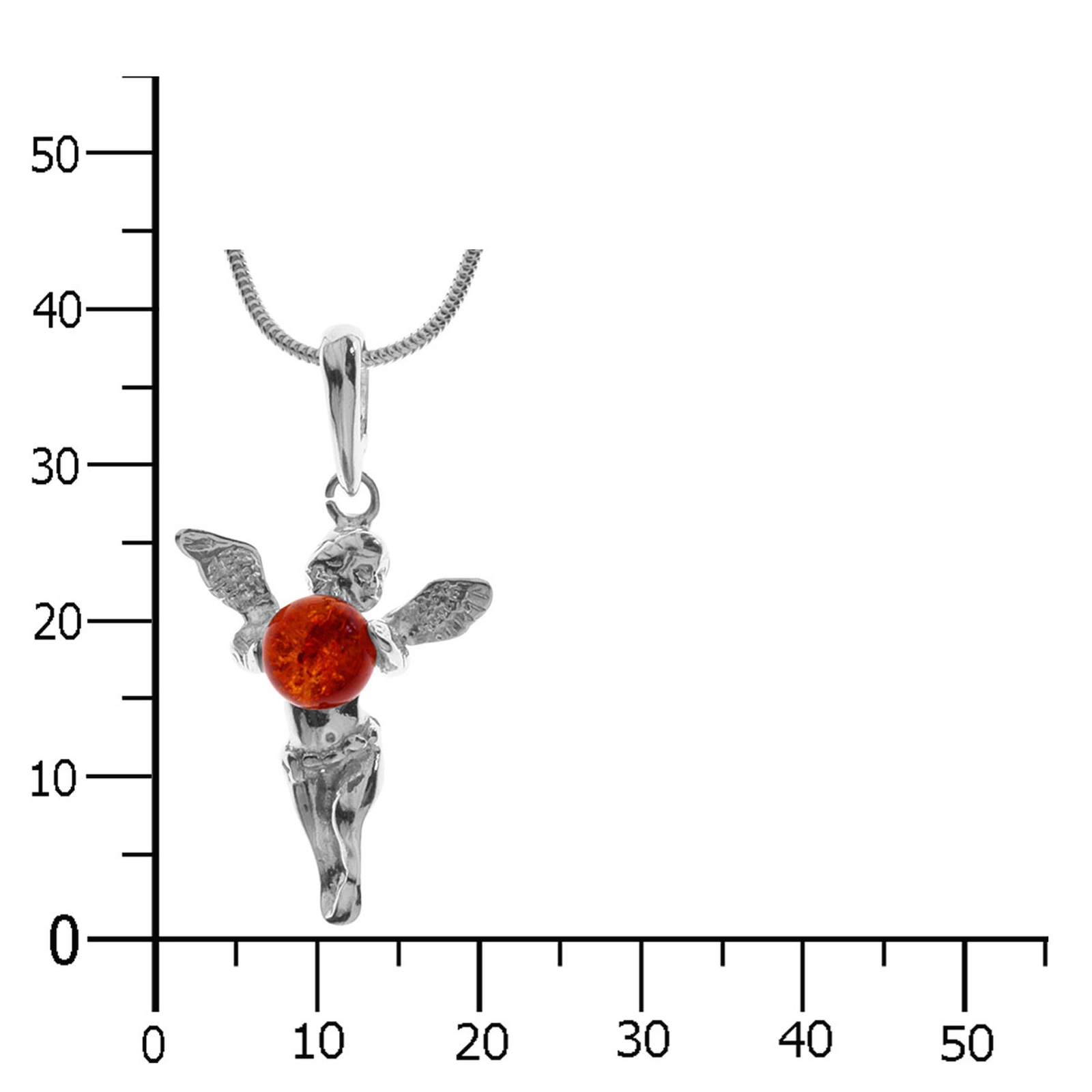098-200460-A145k Kette mit Anhänger Engel, Silber 925/000, Bernstein, -Länge wählbar-