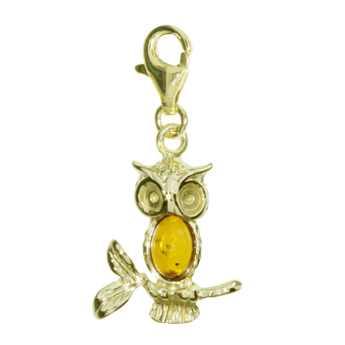 001-103649-0200 Charm Gold 333/000, Eule, Bernstein